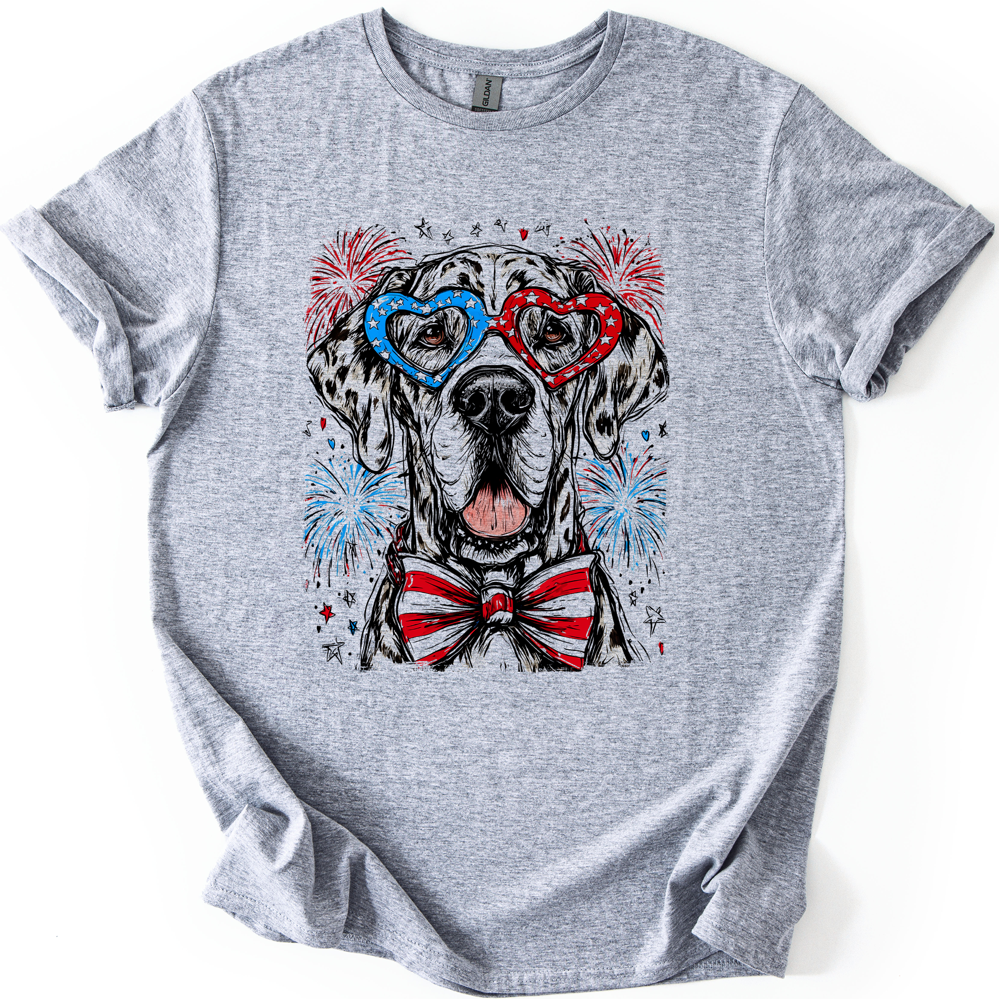 Great Dane Patriotic Dog USA Fourth Of July Pet Lover Celebrate Freedom Graphic Tee