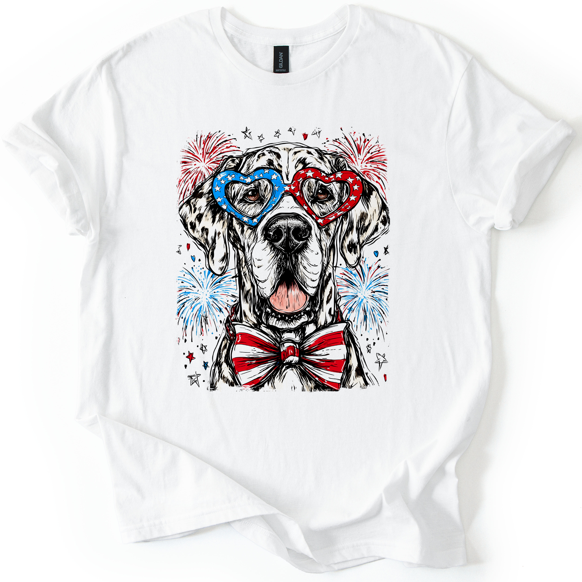 Great Dane Patriotic Dog USA Fourth Of July Pet Lover Celebrate Freedom Graphic Tee