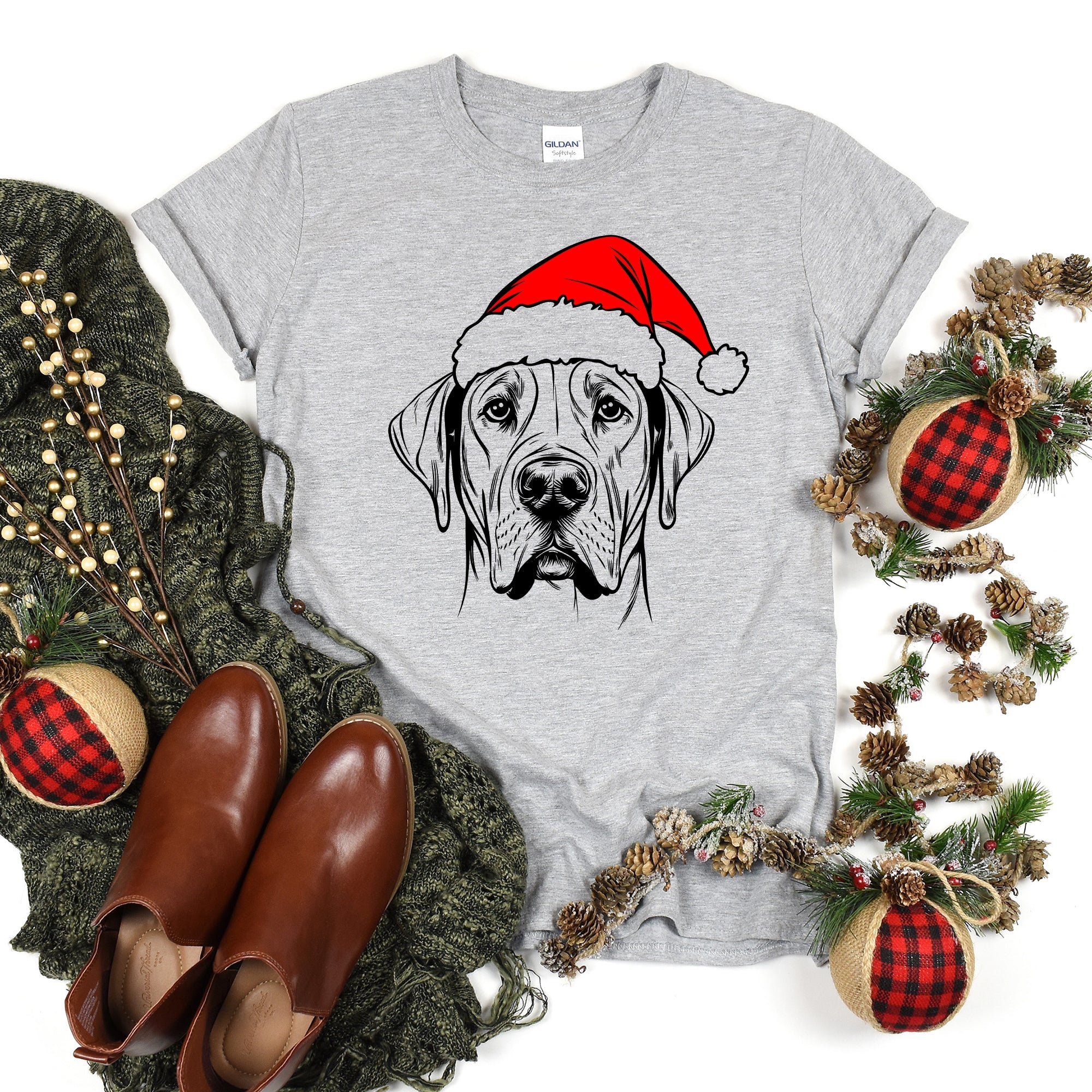 Great Dane Santa Christmas Dog Lover Festive Edition Limited Vintage Comfort Colors Tee