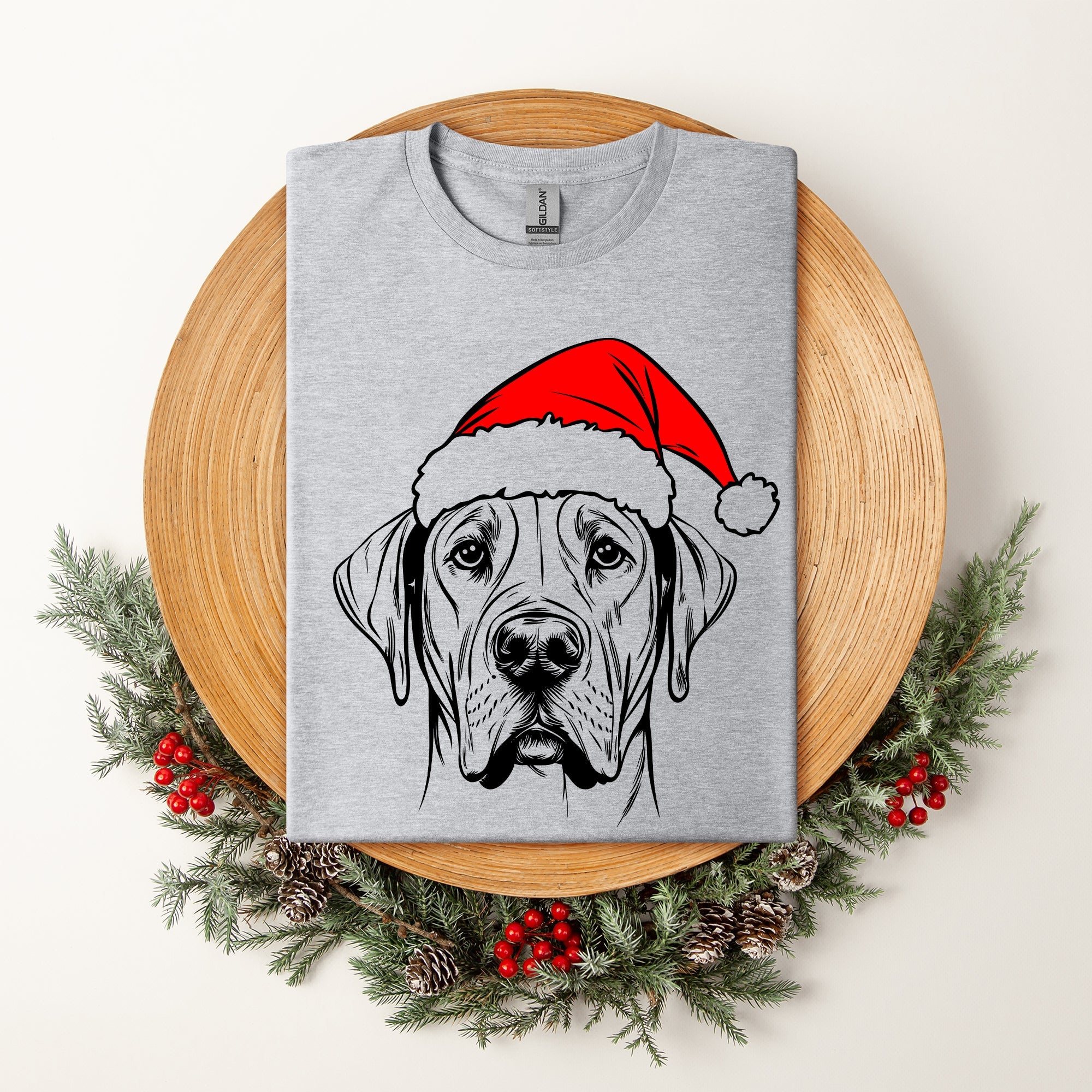 Great Dane Santa Christmas Dog Lover Festive Edition Limited Vintage Comfort Colors Tee