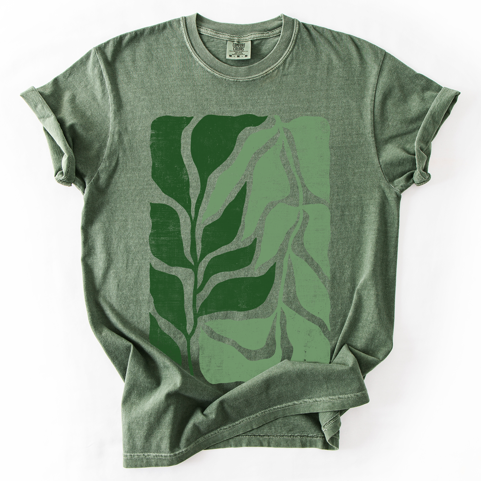 Green Leaf Botanica Vintage Boho Nature Inspired Autumnal Print Comfort Colors Tee