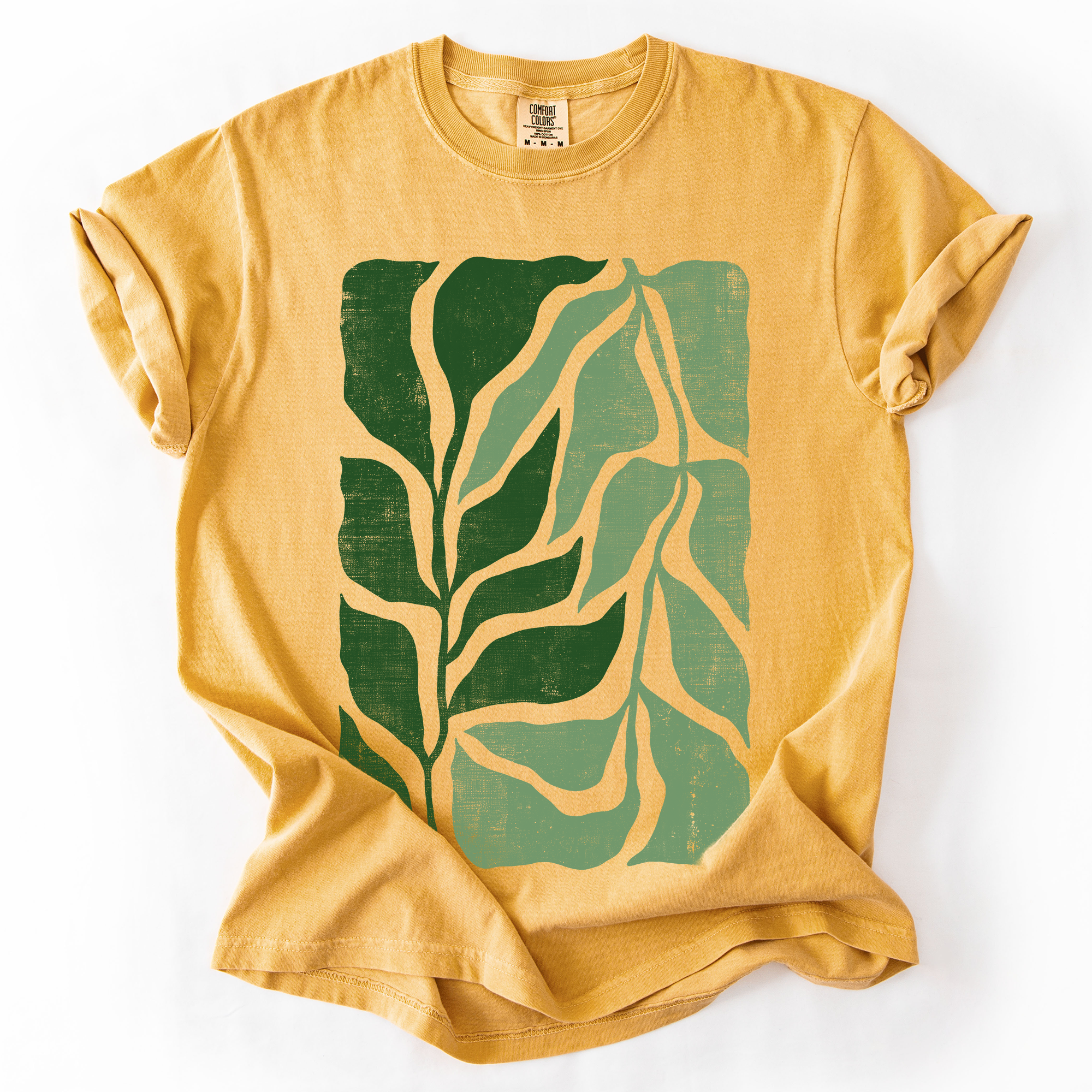 Green Leaf Botanica Vintage Boho Nature Inspired Autumnal Print Comfort Colors Tee