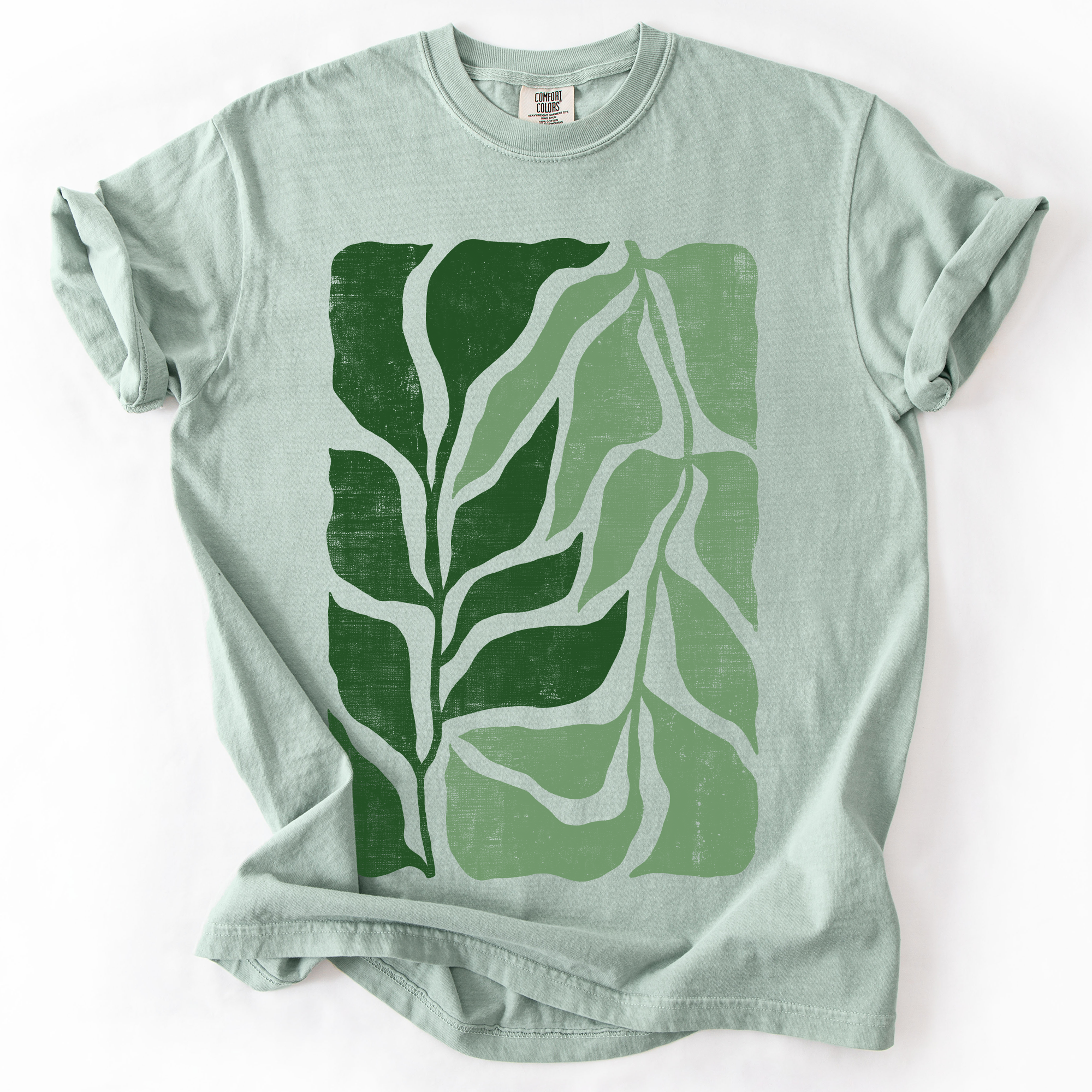 Green Leaf Botanica Vintage Boho Nature Inspired Autumnal Print Comfort Colors Tee
