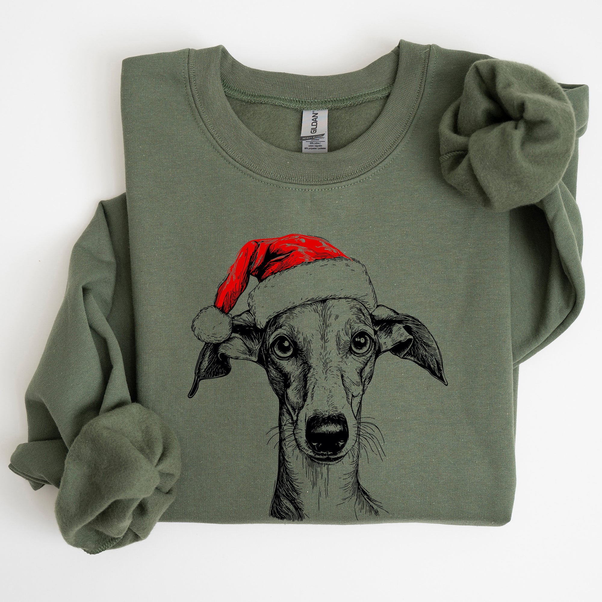 Greyhound Santa Christmas Dog Lover Pet Seasonal Festive Cozy Holiday Motif Sweatshirt
