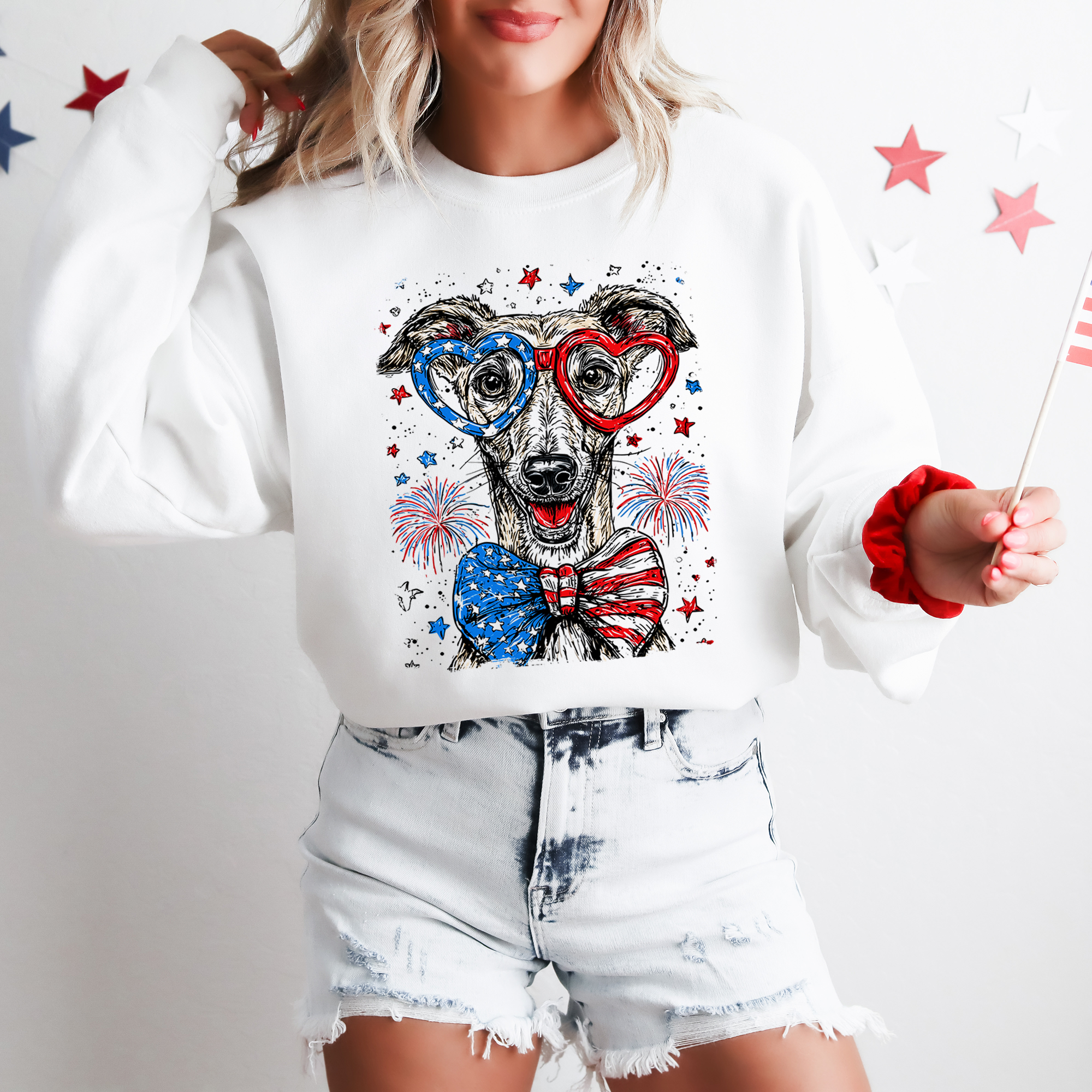 Greyhound Patriotic Dog USA Flag Pride For Pet Lovers Ready For Fourth Of July Celebration Sweatshirt