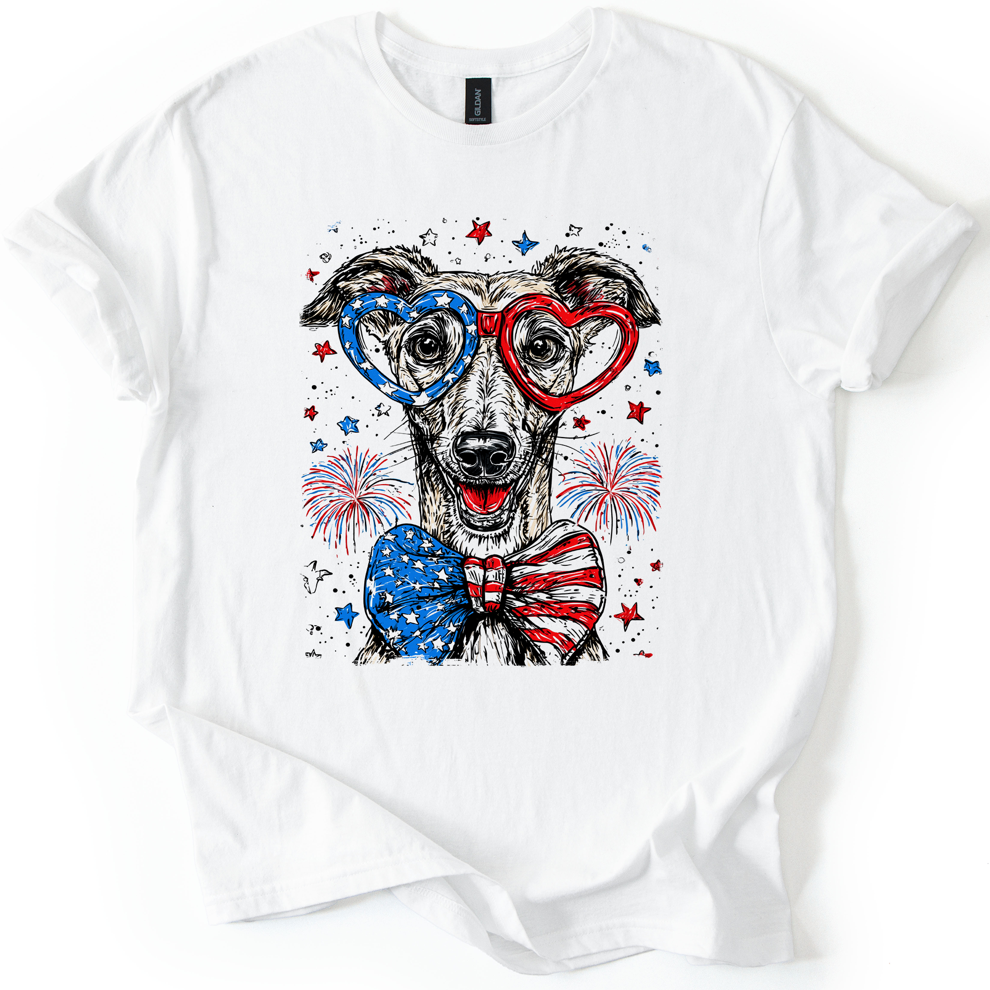 Greyhound Patriotic Dog Lover USA Flag Edition Commemorative Premium Graphic Tee