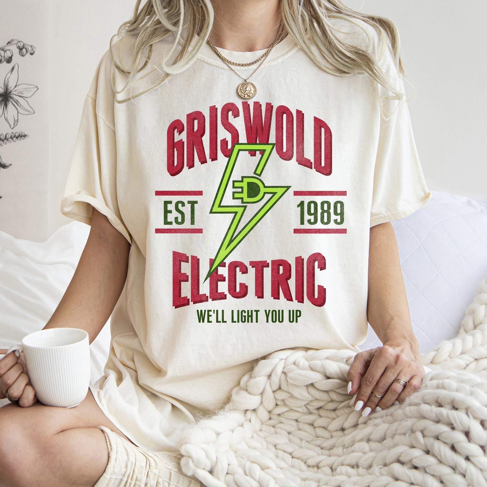 Griswold Electric Company Classic Movie Funny Christmas Lights Comfort Colors Tee