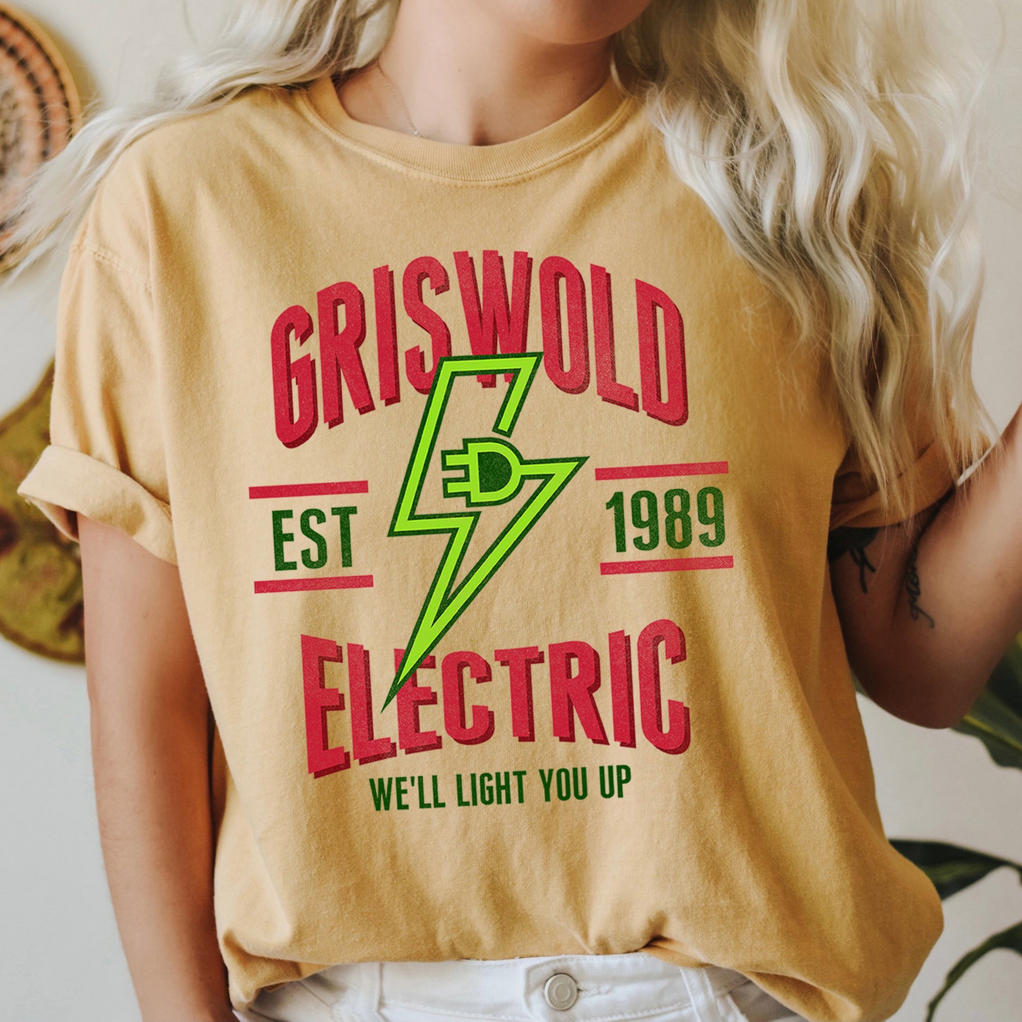Griswold Electric Company Classic Movie Funny Christmas Lights Comfort Colors Tee