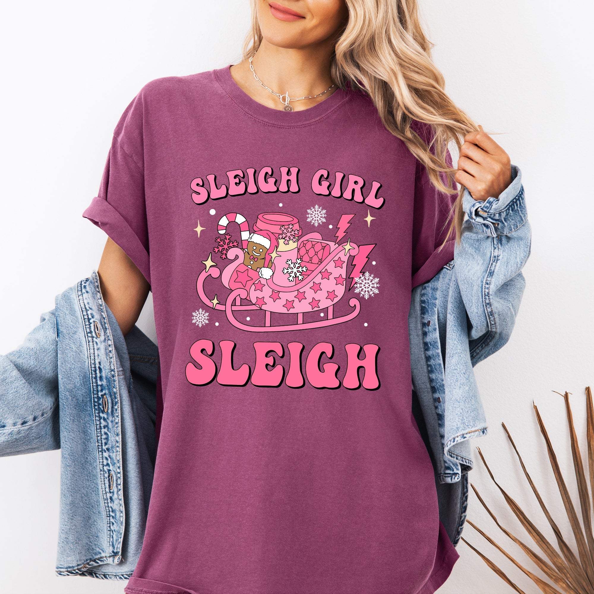 Groovy Sleigh Girl Sleigh Christmas Coffee Winter Snow Xmas Holiday Comfort Colors Tee
