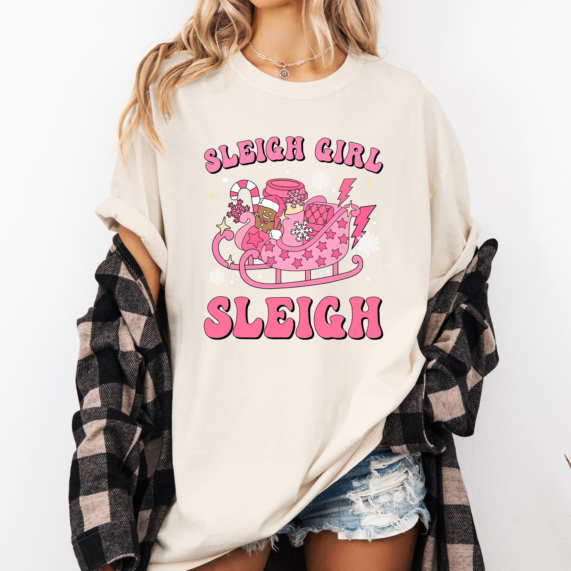 Groovy Sleigh Girl Sleigh Christmas Coffee Winter Snow Xmas Holiday Comfort Colors Tee
