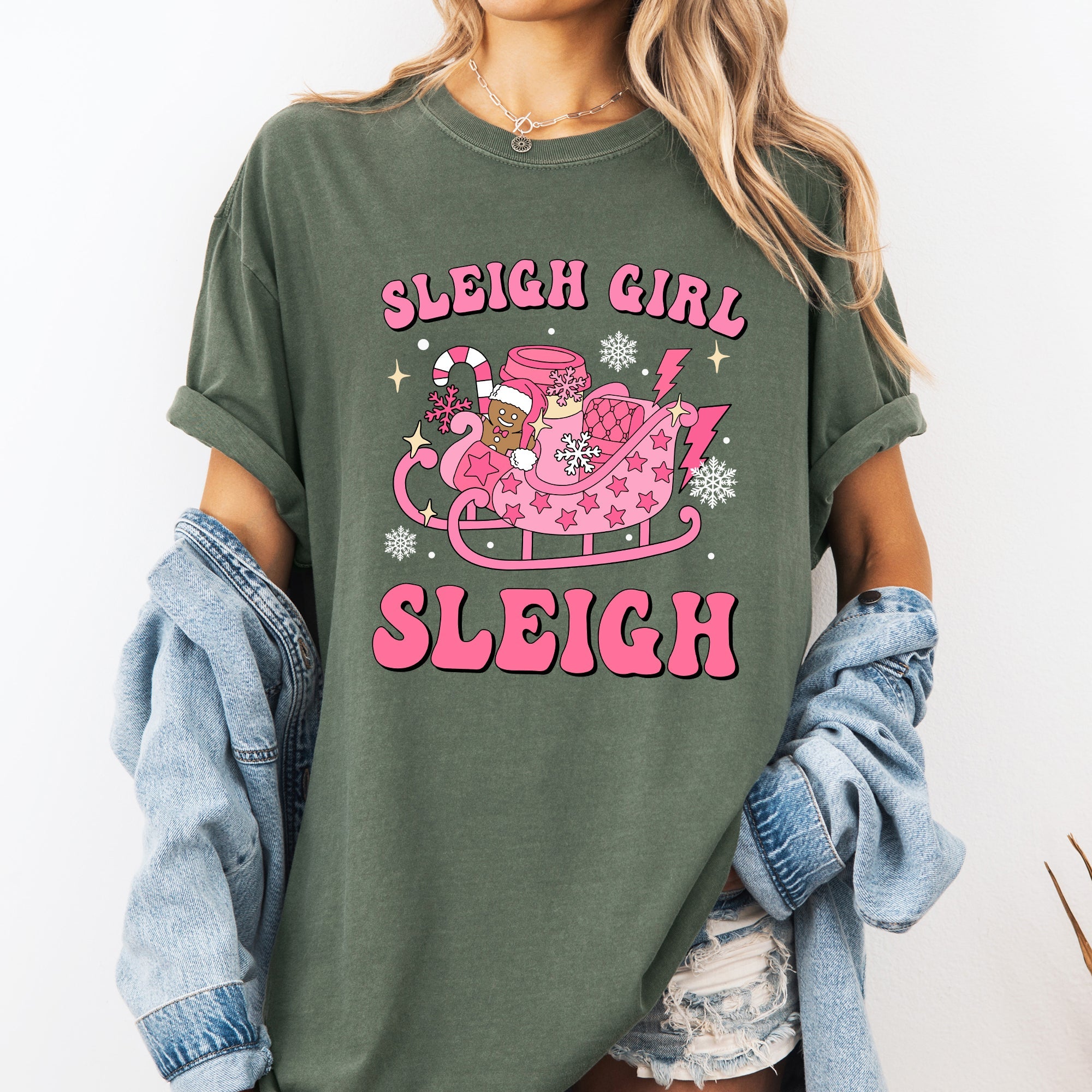Groovy Sleigh Girl Sleigh Christmas Coffee Winter Snow Xmas Holiday Comfort Colors Tee