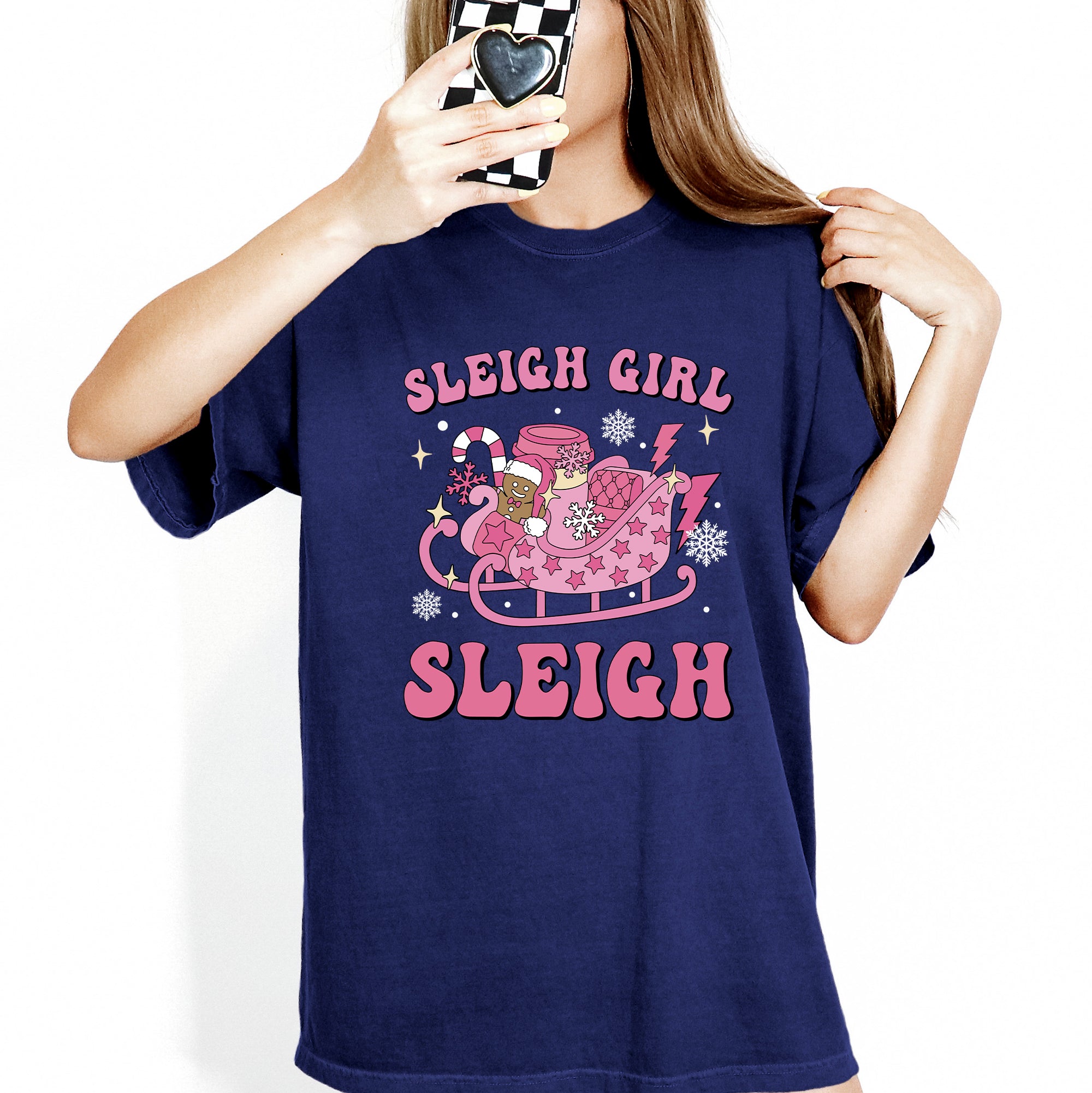 Groovy Sleigh Girl Sleigh Christmas Coffee Winter Snow Xmas Holiday Comfort Colors Tee