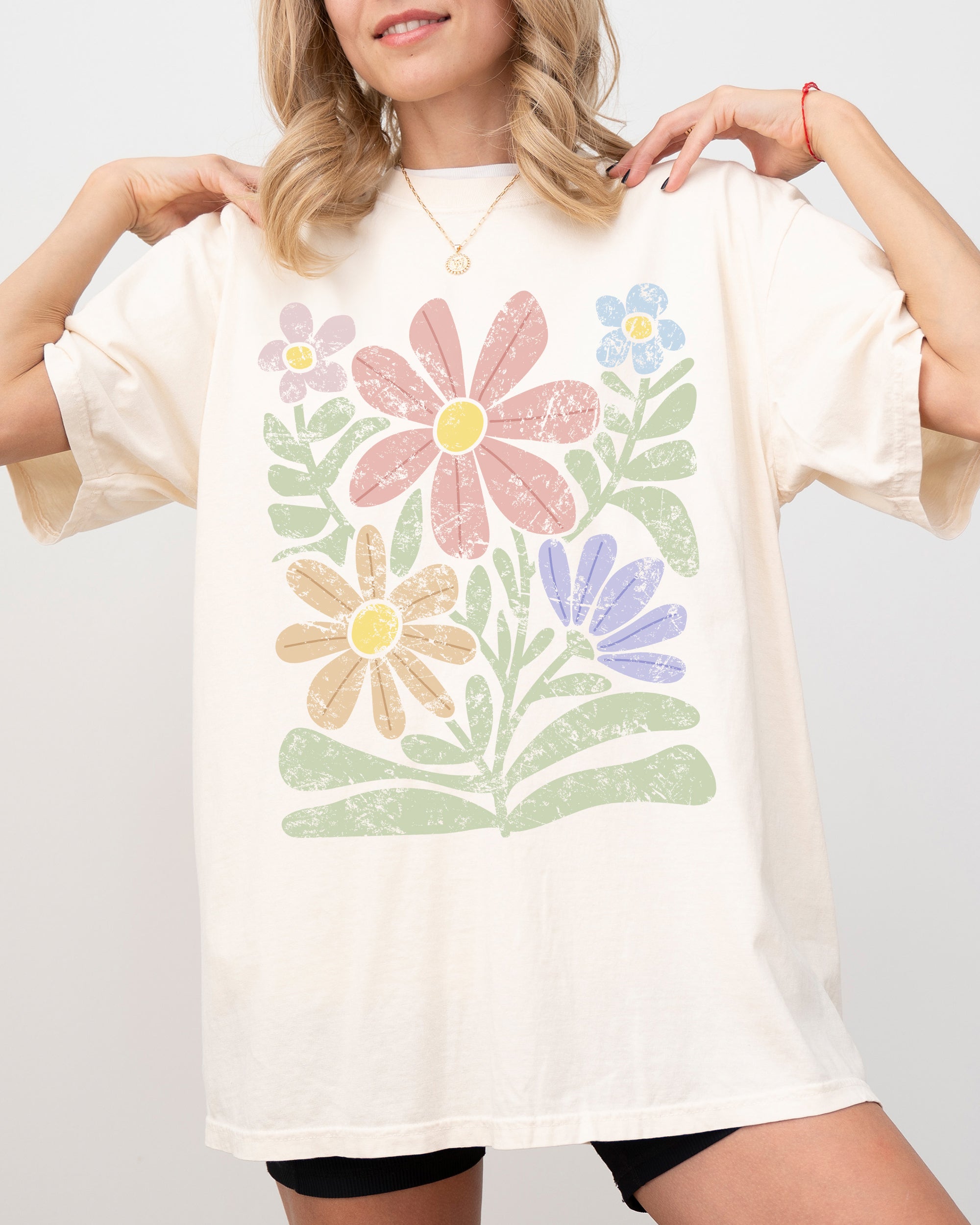 Groovy Gorgeous Abstract Flowers Boho Floral Design Summer Vibes Gardening Festival Nature Inspired Comfort Colors Tee