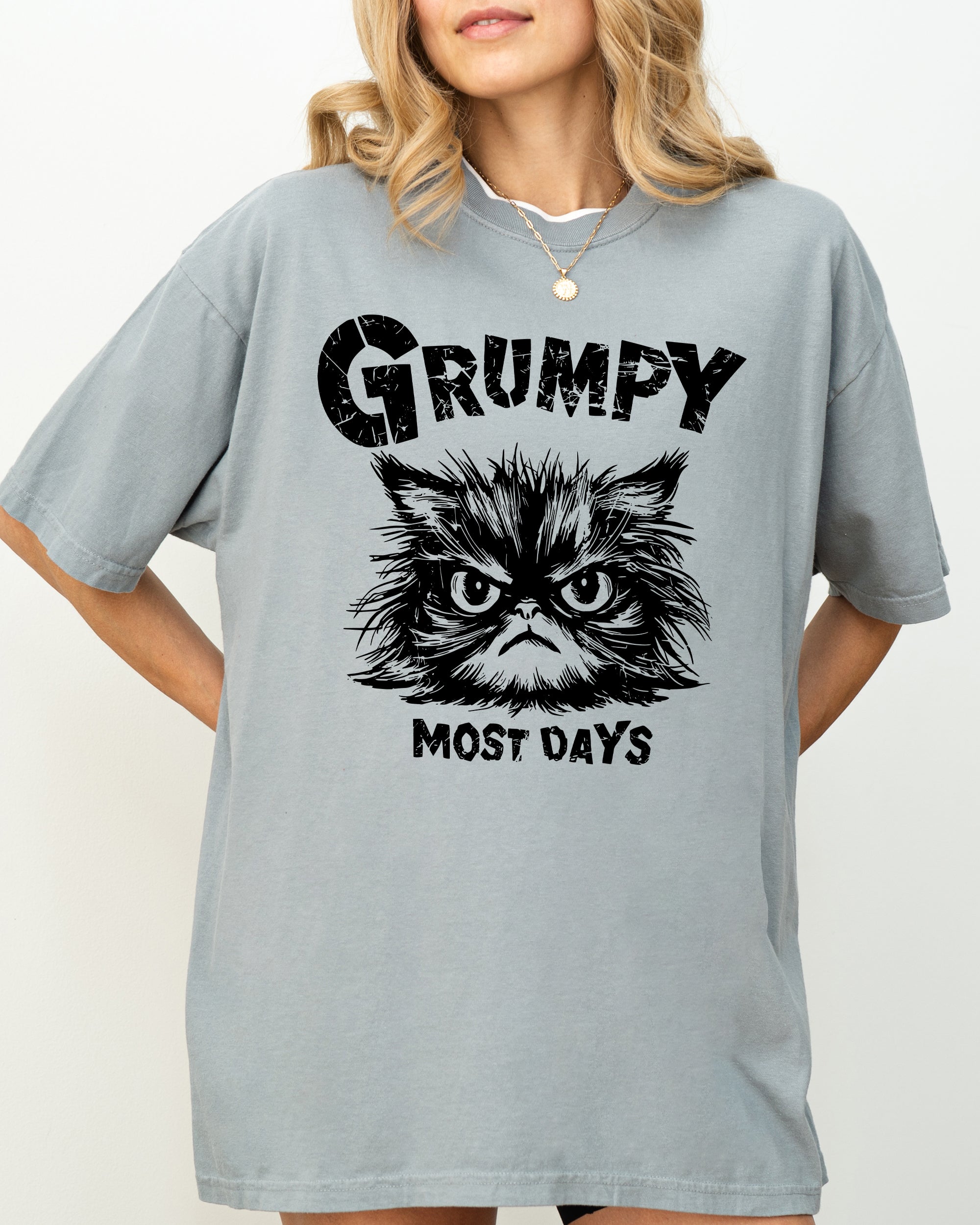 Grumpy Cat Grumpy Most Days Snarky Sarcasm Funny Attitude Vintage Vibe Satirical Cat Meme Comfort Colors Tee