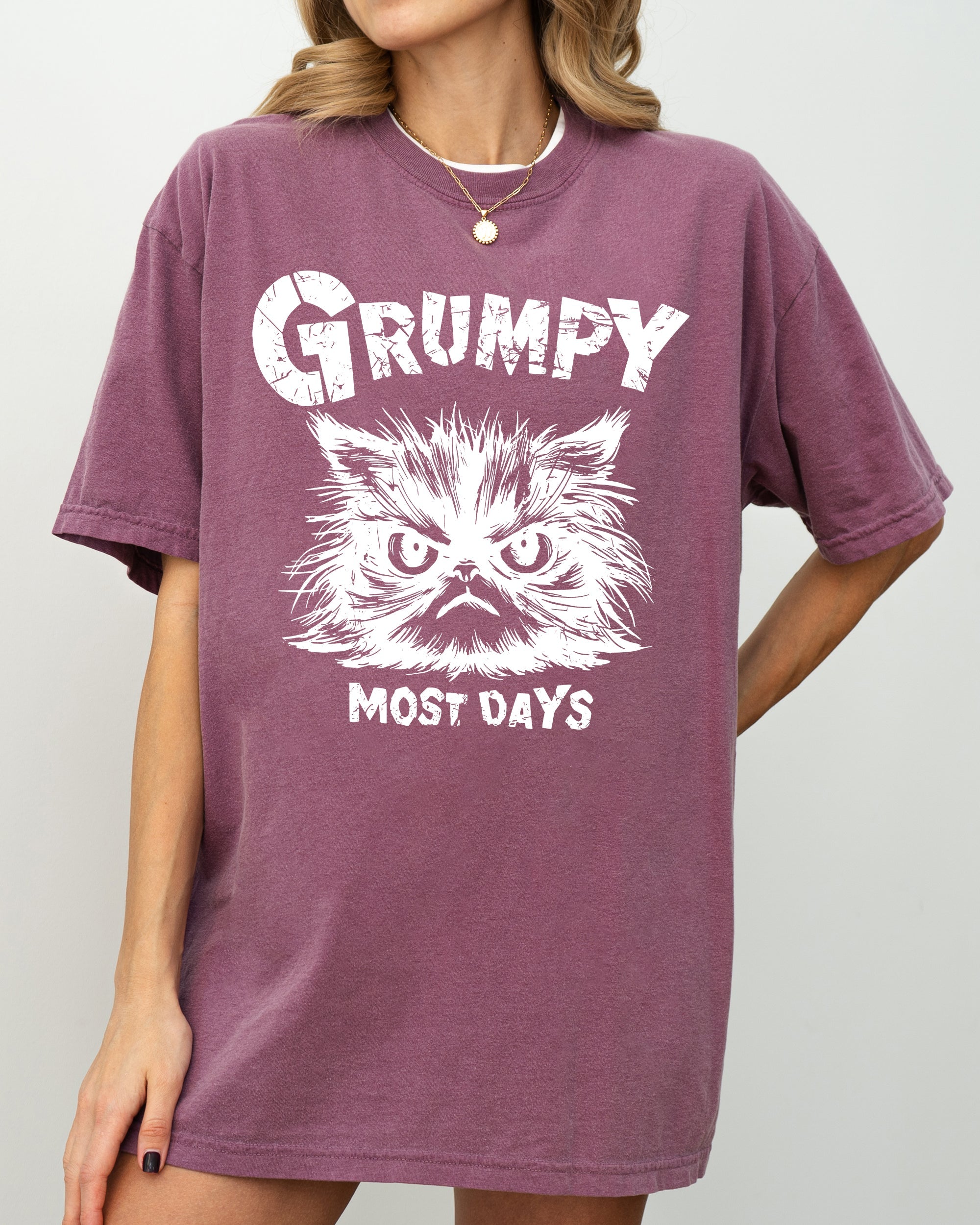 Grumpy Cat Grumpy Most Days Snarky Sarcasm Funny Attitude Vintage Vibe Satirical Cat Meme Comfort Colors Tee