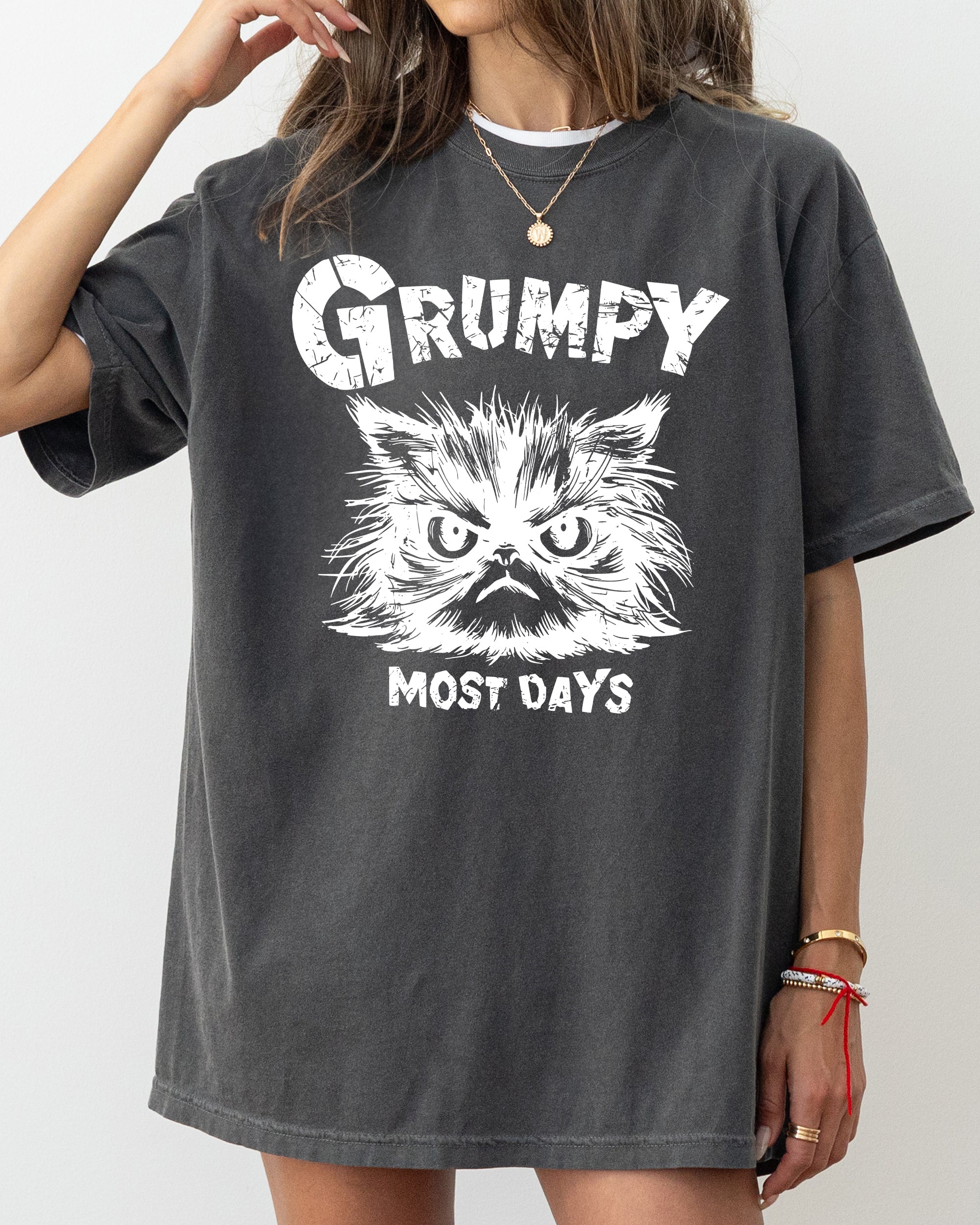 Grumpy Cat Grumpy Most Days Snarky Sarcasm Funny Attitude Vintage Vibe Satirical Cat Meme Comfort Colors Tee