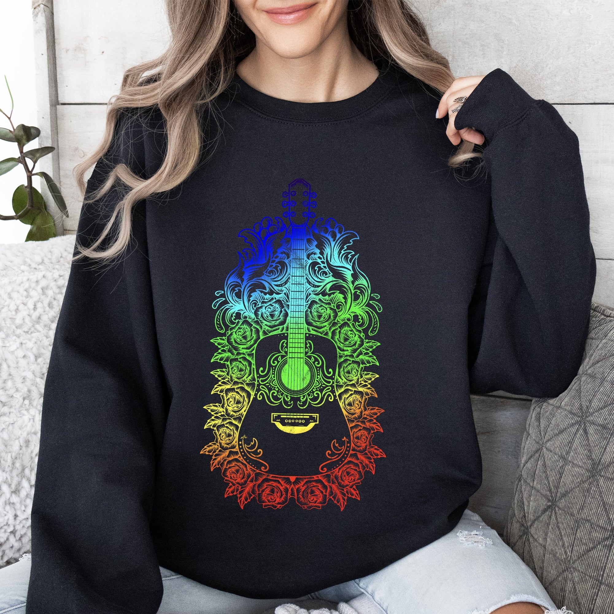 Guitar With Roses Sweatshirt