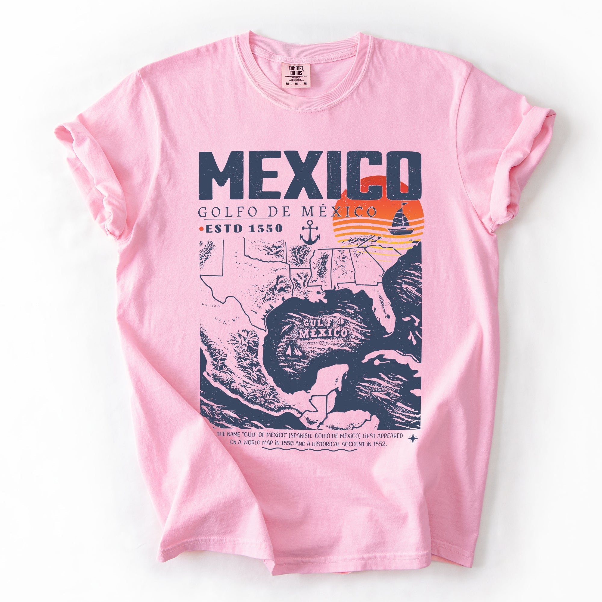 Gulf Of Mexico Map Golfo De Mexico Established 1550 History Edition Comfort Colors Tee