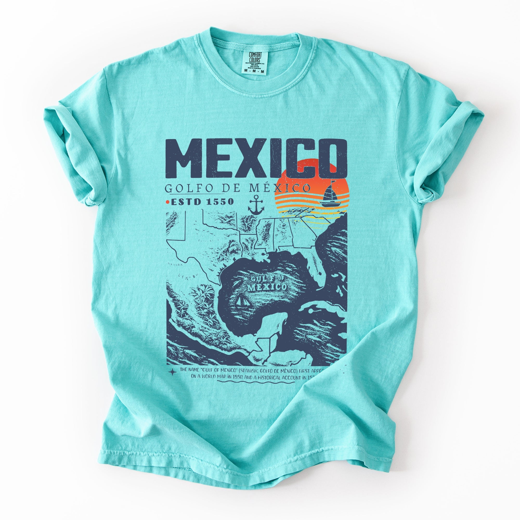 Gulf Of Mexico Map Golfo De Mexico Established 1550 History Edition Comfort Colors Tee