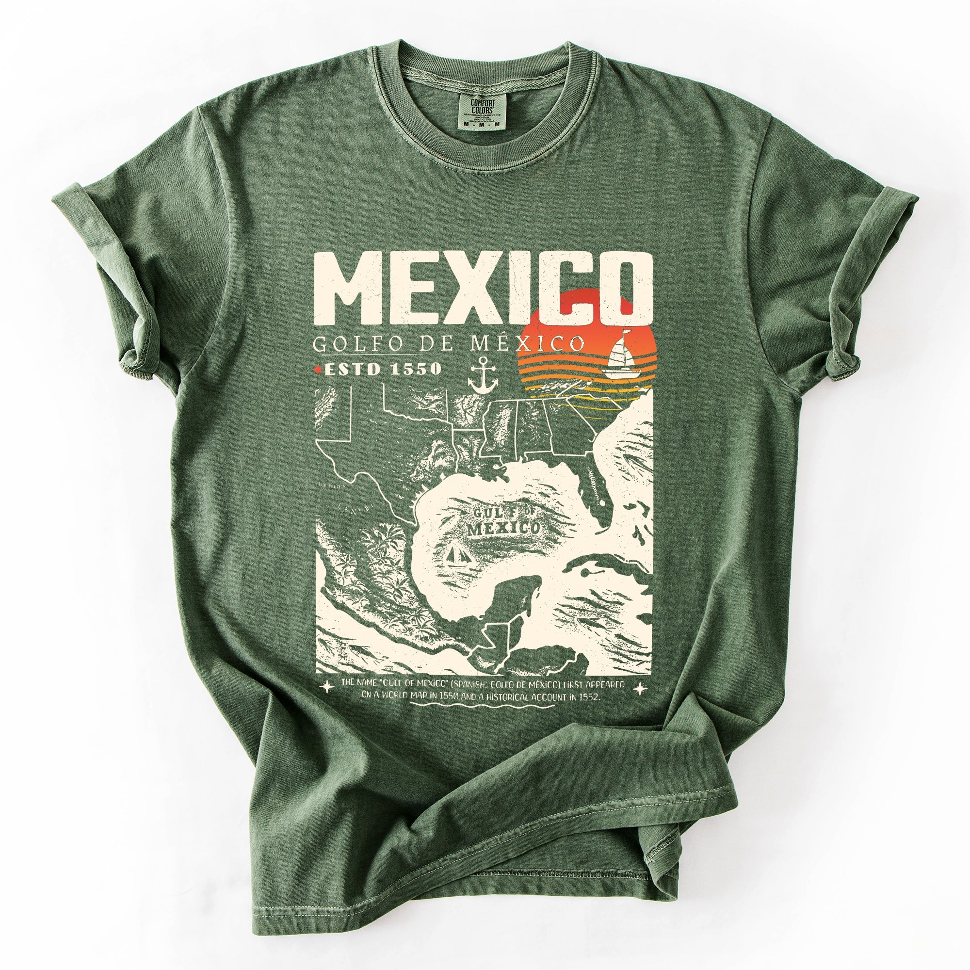 Gulf Of Mexico Map Golfo De Mexico Established 1550 History Edition Comfort Colors Tee