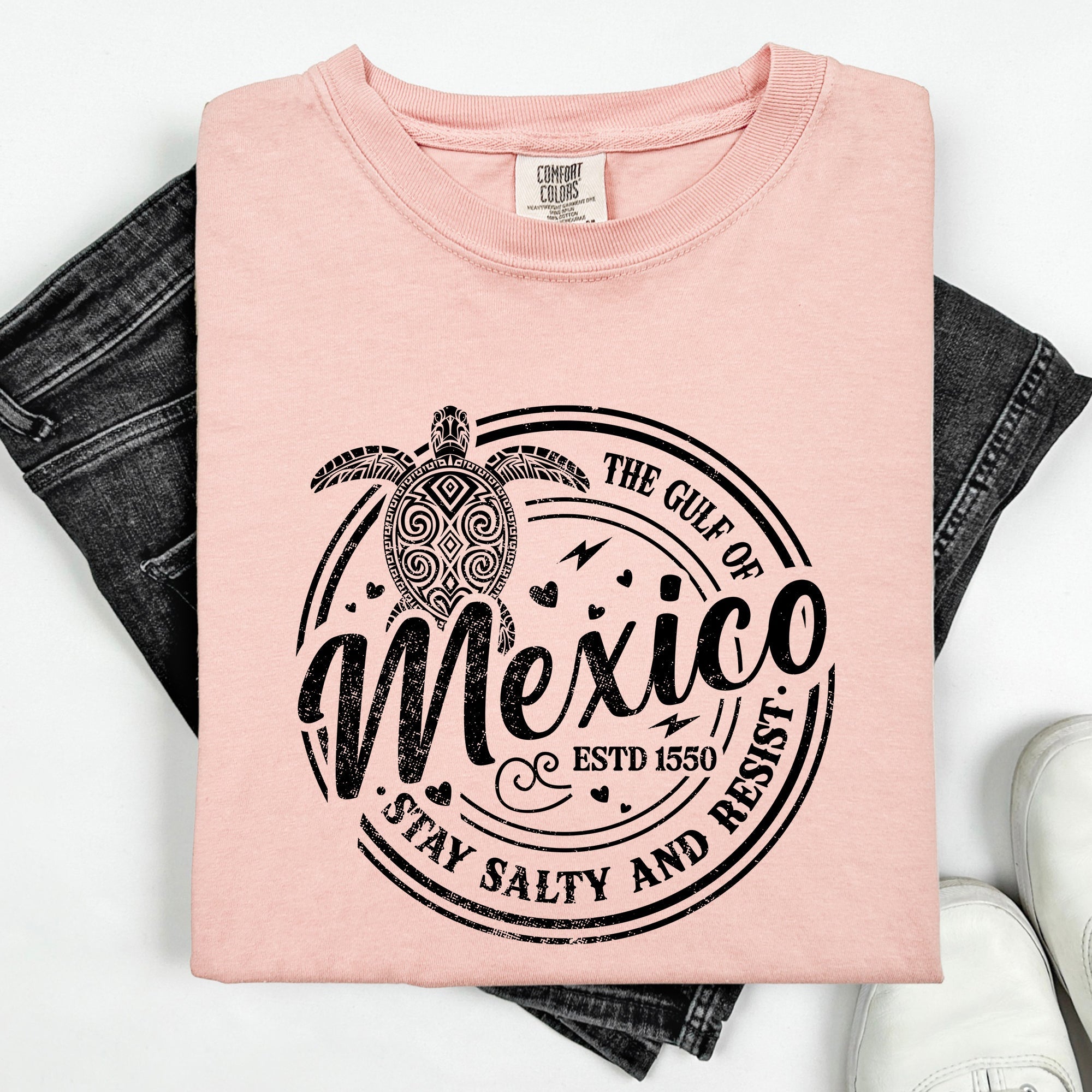 Gulf Of Mexico Stay Salty Turtle Retro Vintage Coastal Edition Comfort Colors Tee