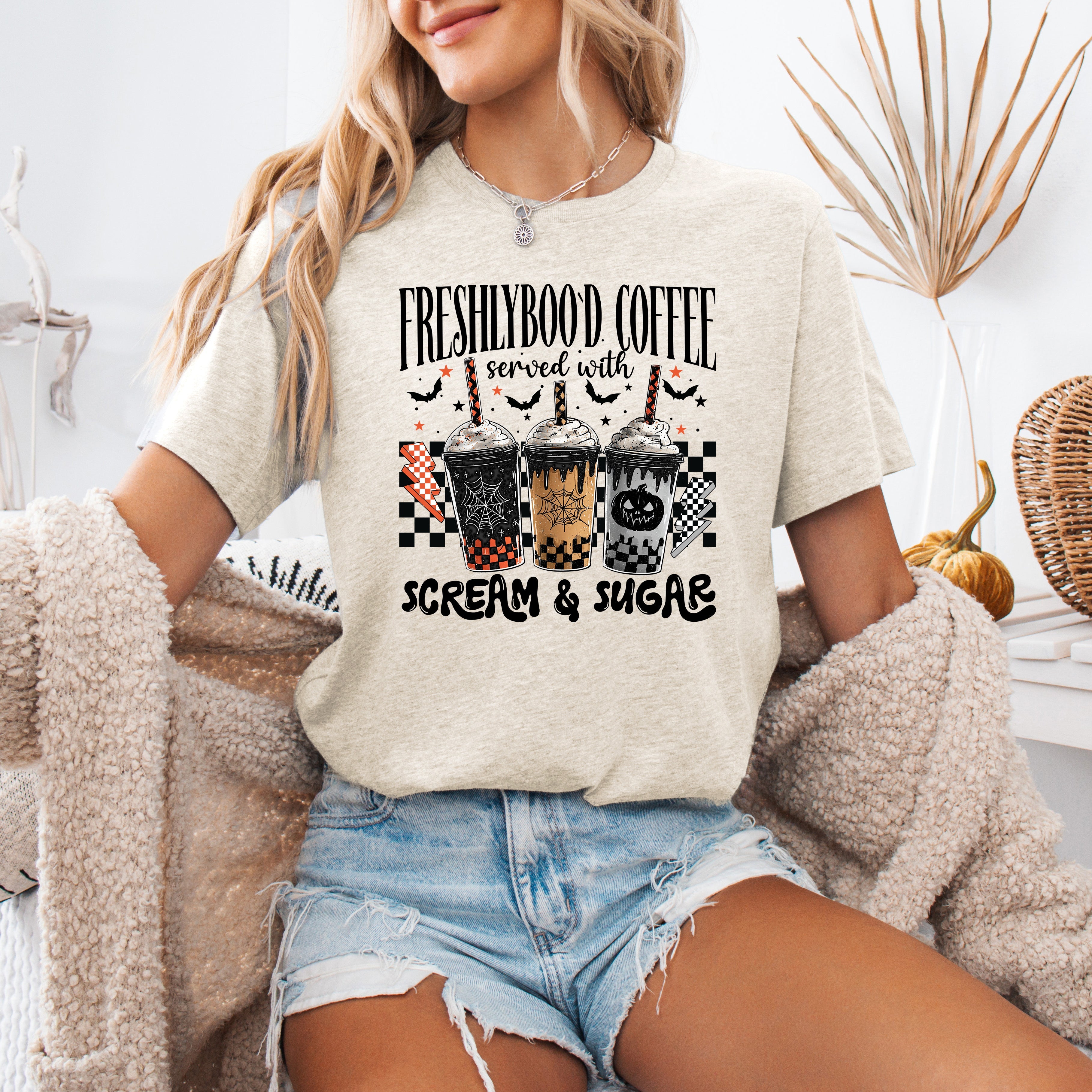 Freshly Boo'd Halloween Coffee Witch Spooky All Hallows' Night Edition Graphic Tee