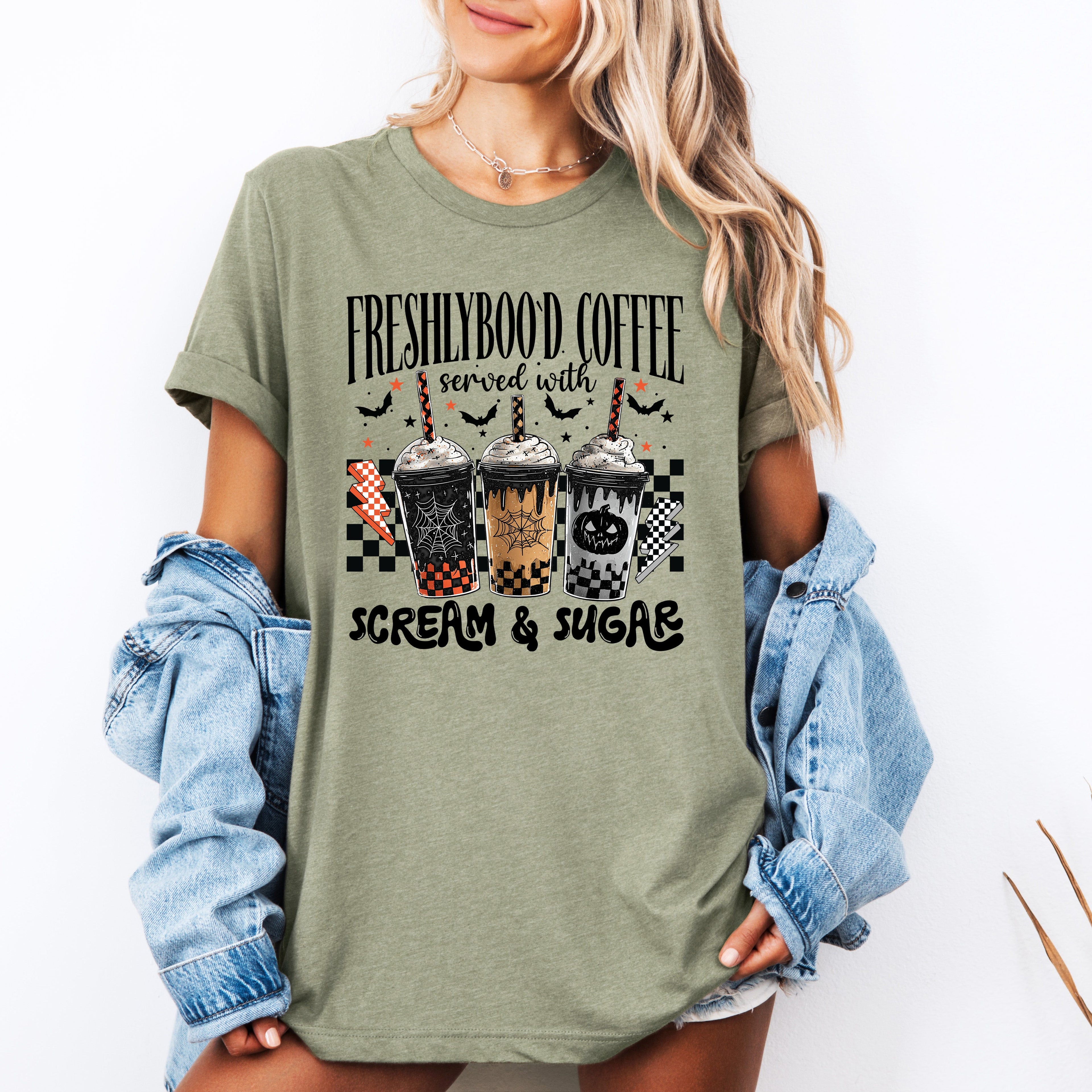 Freshly Boo'd Halloween Coffee Witch Spooky All Hallows' Night Edition Graphic Tee