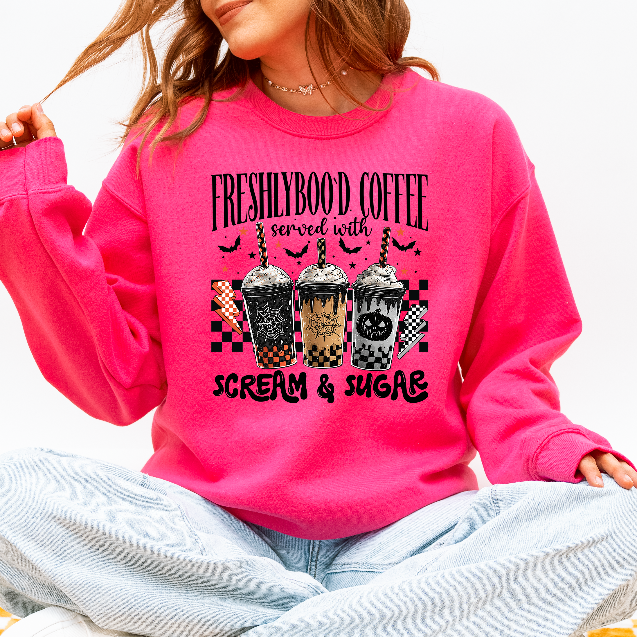 Halloween Coffee Freshly Boo'd Witch Spooky Nighttime Cozy Autumn Vibes Sweatshirt