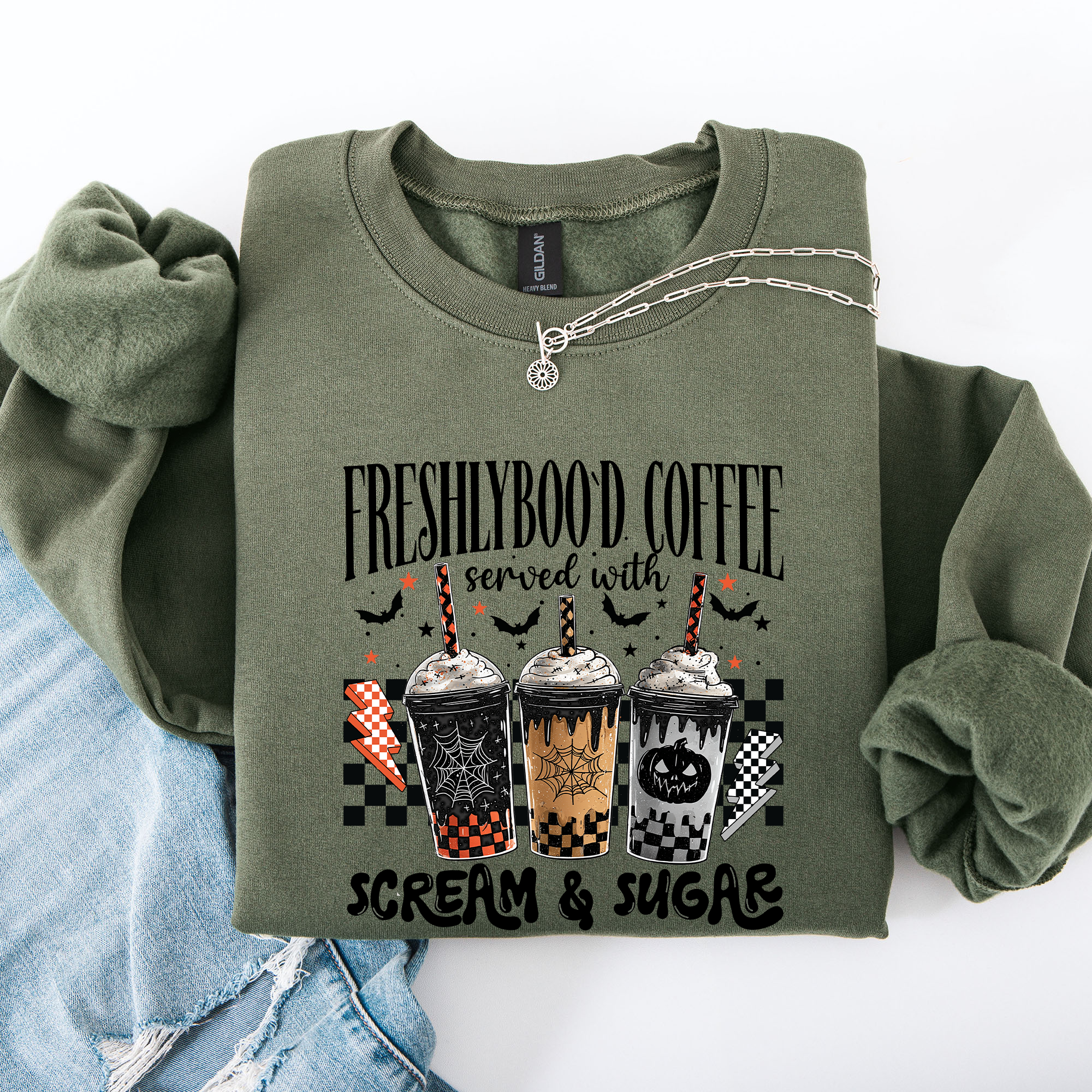 Halloween Coffee Freshly Boo'd Witch Spooky Nighttime Cozy Autumn Vibes Sweatshirt