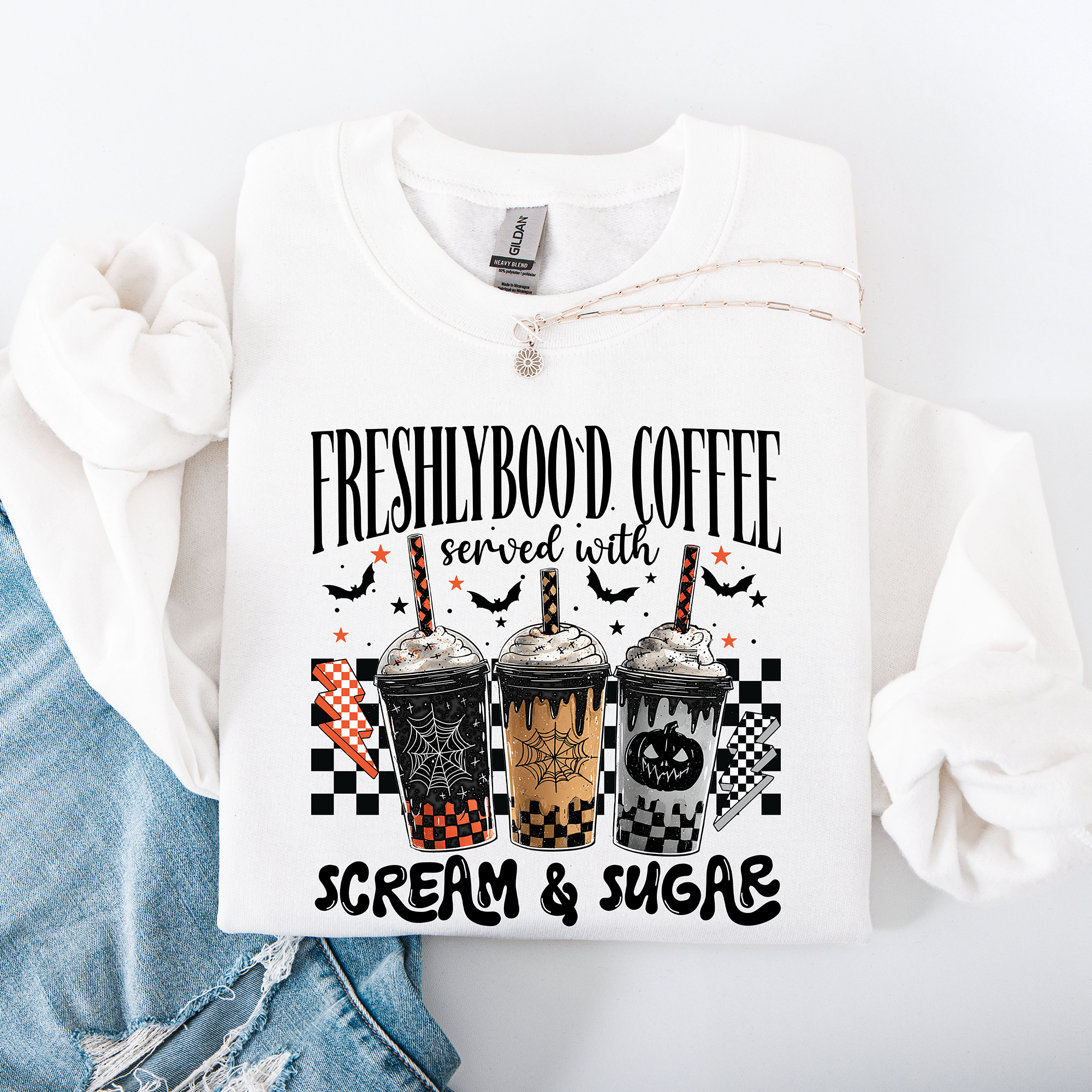 Halloween Coffee Freshly Boo'd Witch Spooky Nighttime Cozy Autumn Vibes Sweatshirt