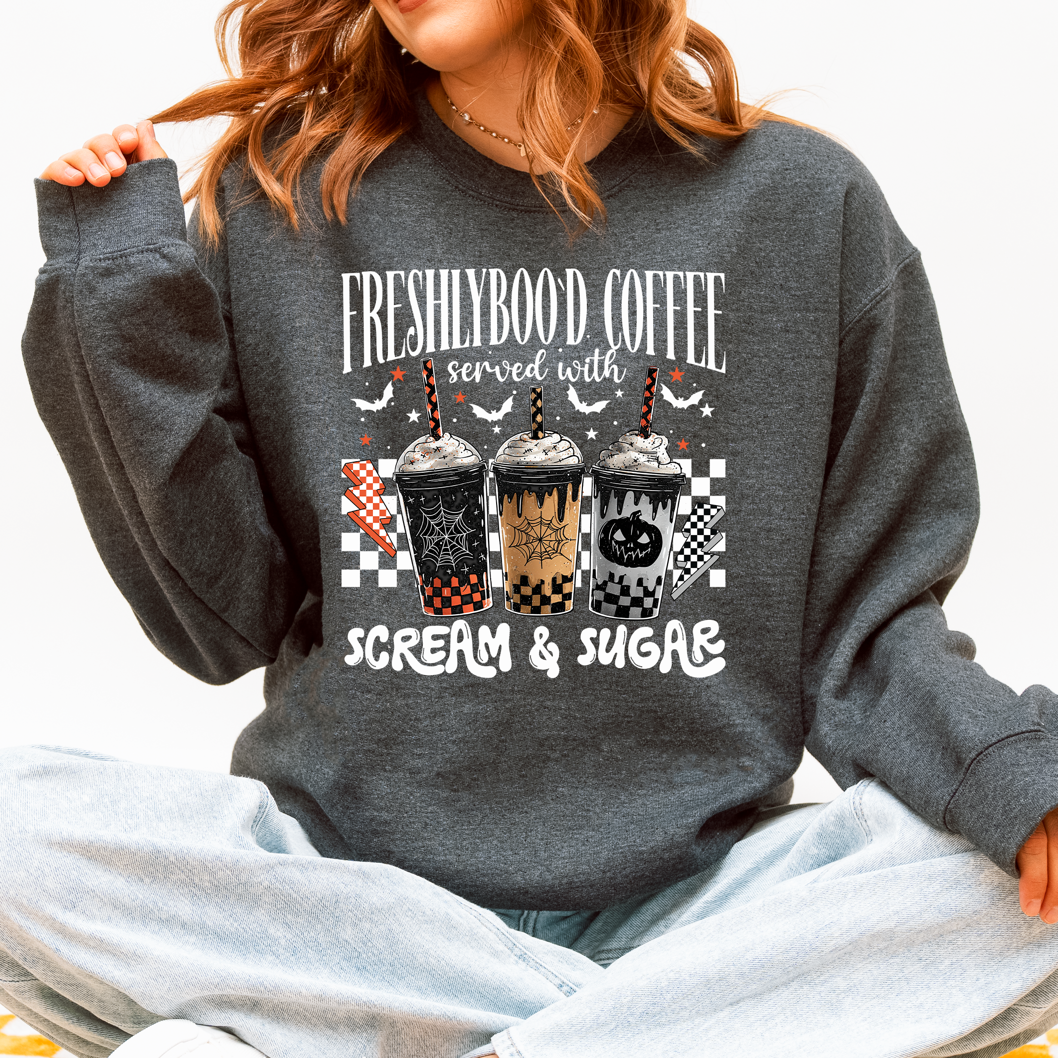 Halloween Coffee Freshly Boo'd Witch Spooky Nighttime Cozy Autumn Vibes Sweatshirt