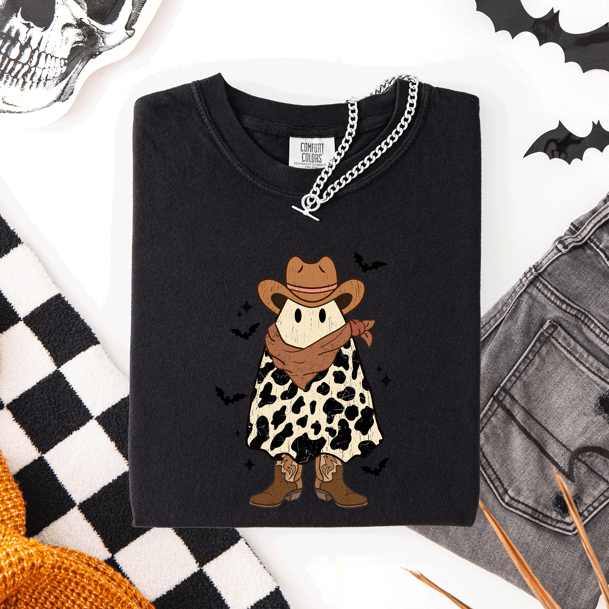 Halloween Ghost Cowboy Western Country Rodeo Night Edition Vintage Limited Edition Comfort Colors Tee