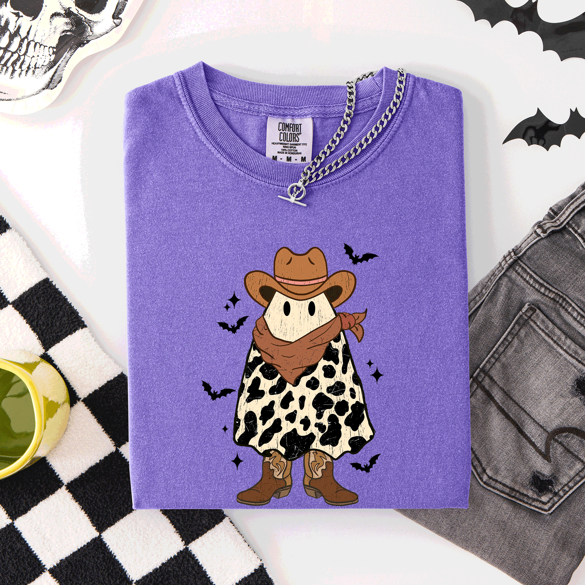 Halloween Ghost Cowboy Western Country Rodeo Night Edition Vintage Limited Edition Comfort Colors Tee