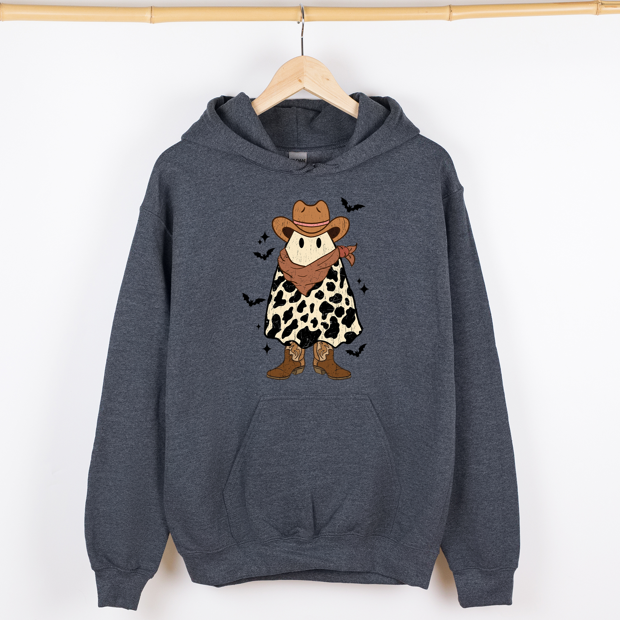 Halloween Ghost Cowboy Western Night Spooky Vintage Theme Ghost Rider Rodeo Graphic Hooded Sweatshirt
