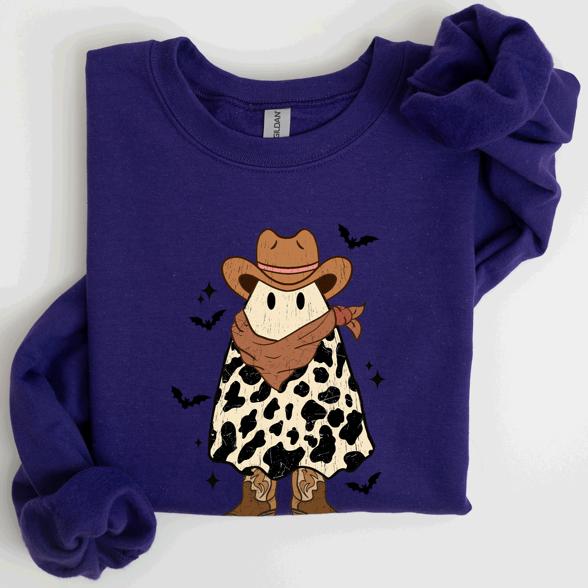 Halloween Ghost Cowboy Western Country Spirit Autumn Night Graphic Cozy Vintage Sweatshirt