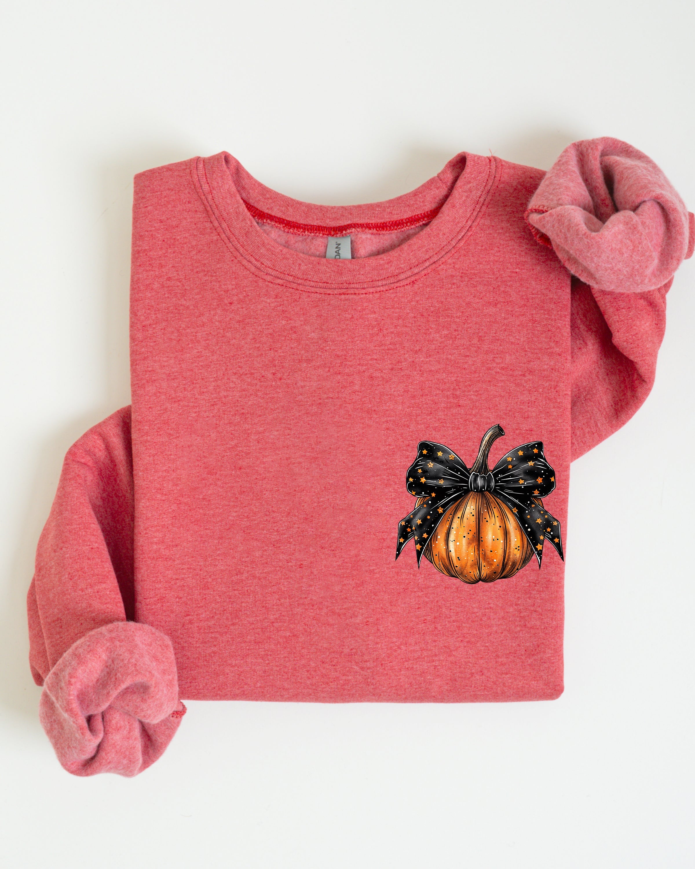 Halloween Pumpkin Ribbon Pocket Print Coquette Fall Autumn Cozy Festive Edition Sweatshirt