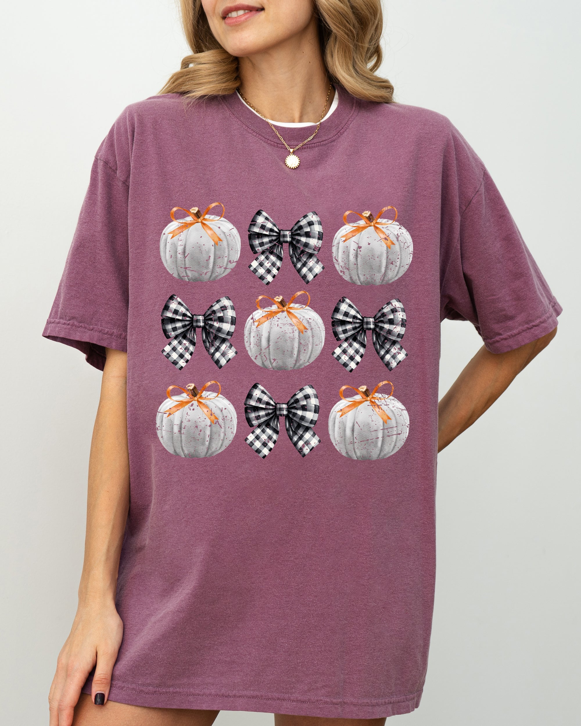 Halloween Ribbons And Pumpkins Coquette Bows Fall Themed Vintage Inspired Autumn Seasonal Comfort Colors Tee