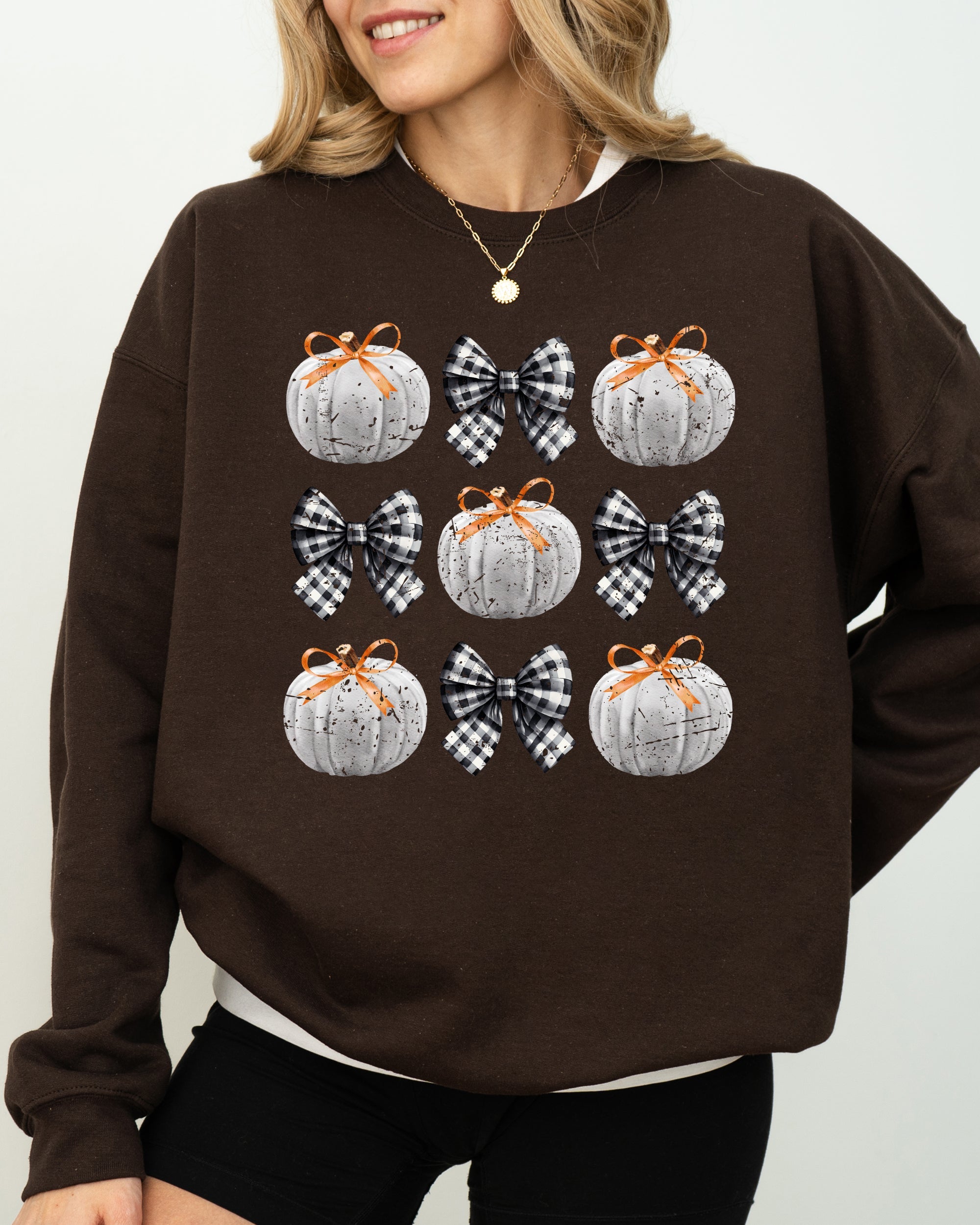 Halloween Ribbons and Pumpkins, Coquette Bows Graphic Sweatshirt