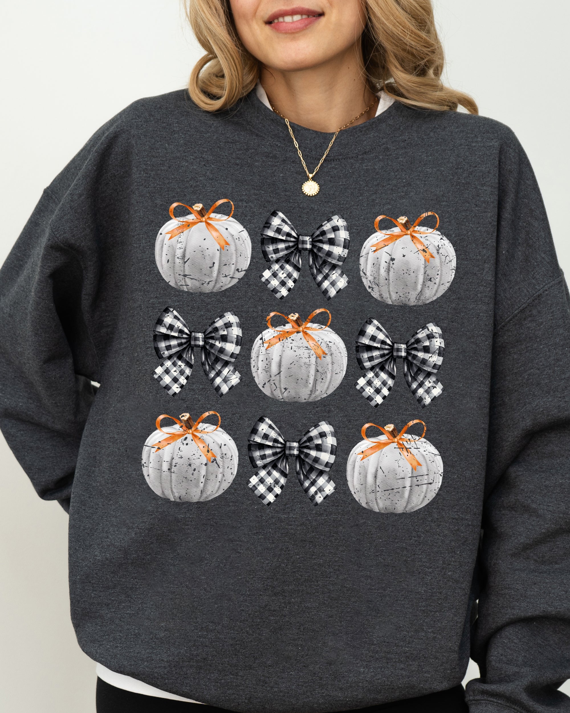Halloween Ribbons and Pumpkins, Coquette Bows Graphic Sweatshirt