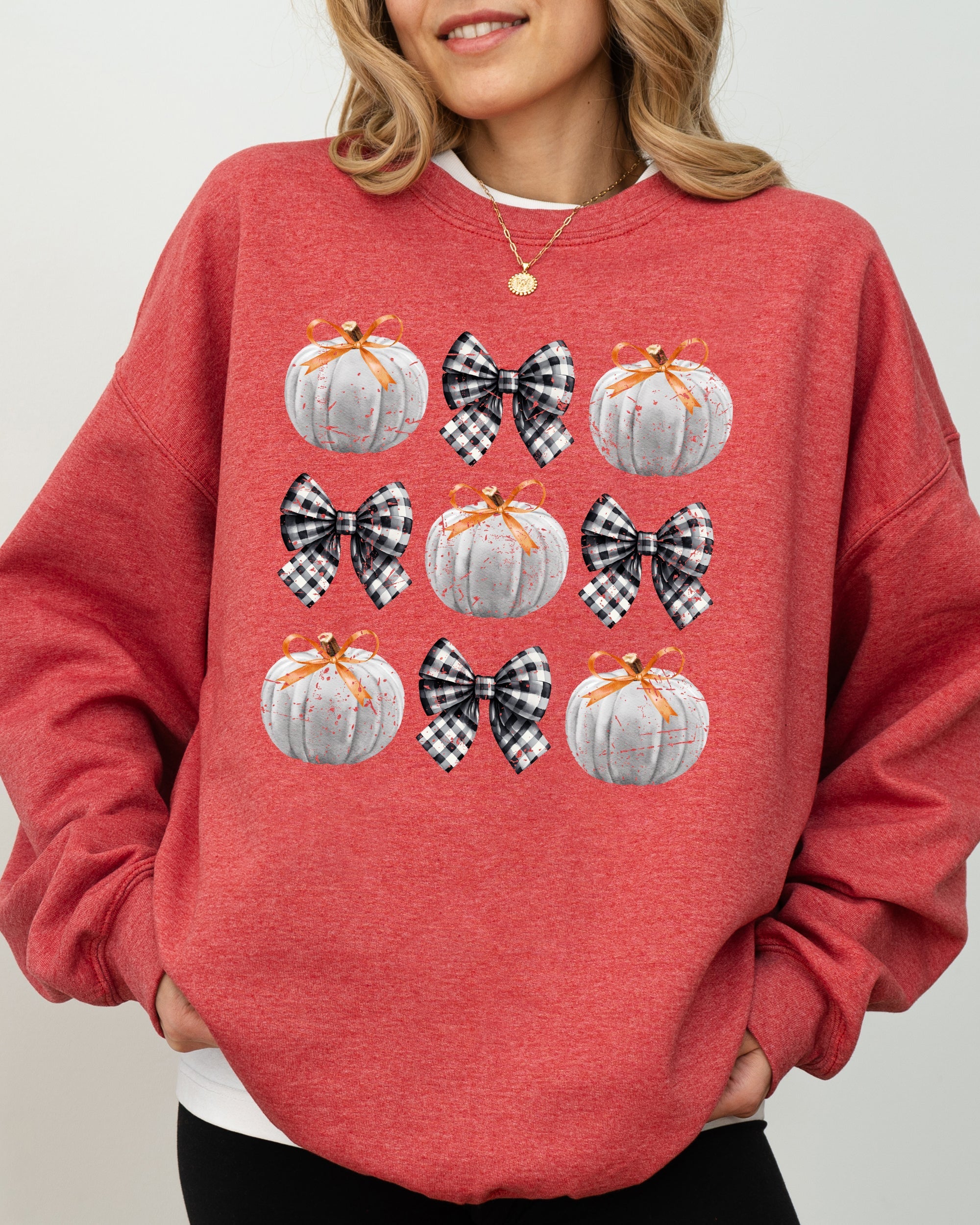 Halloween Ribbons and Pumpkins, Coquette Bows Graphic Sweatshirt