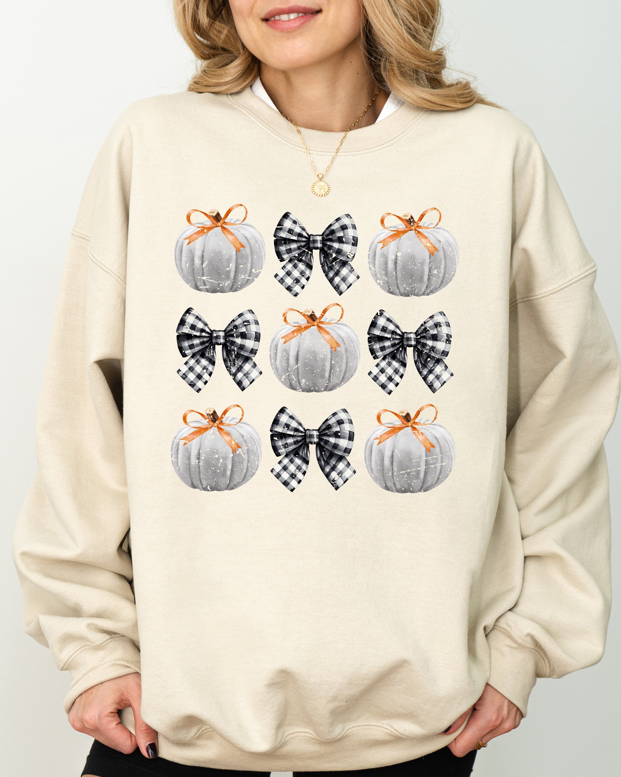 Halloween Ribbons and Pumpkins, Coquette Bows Graphic Sweatshirt