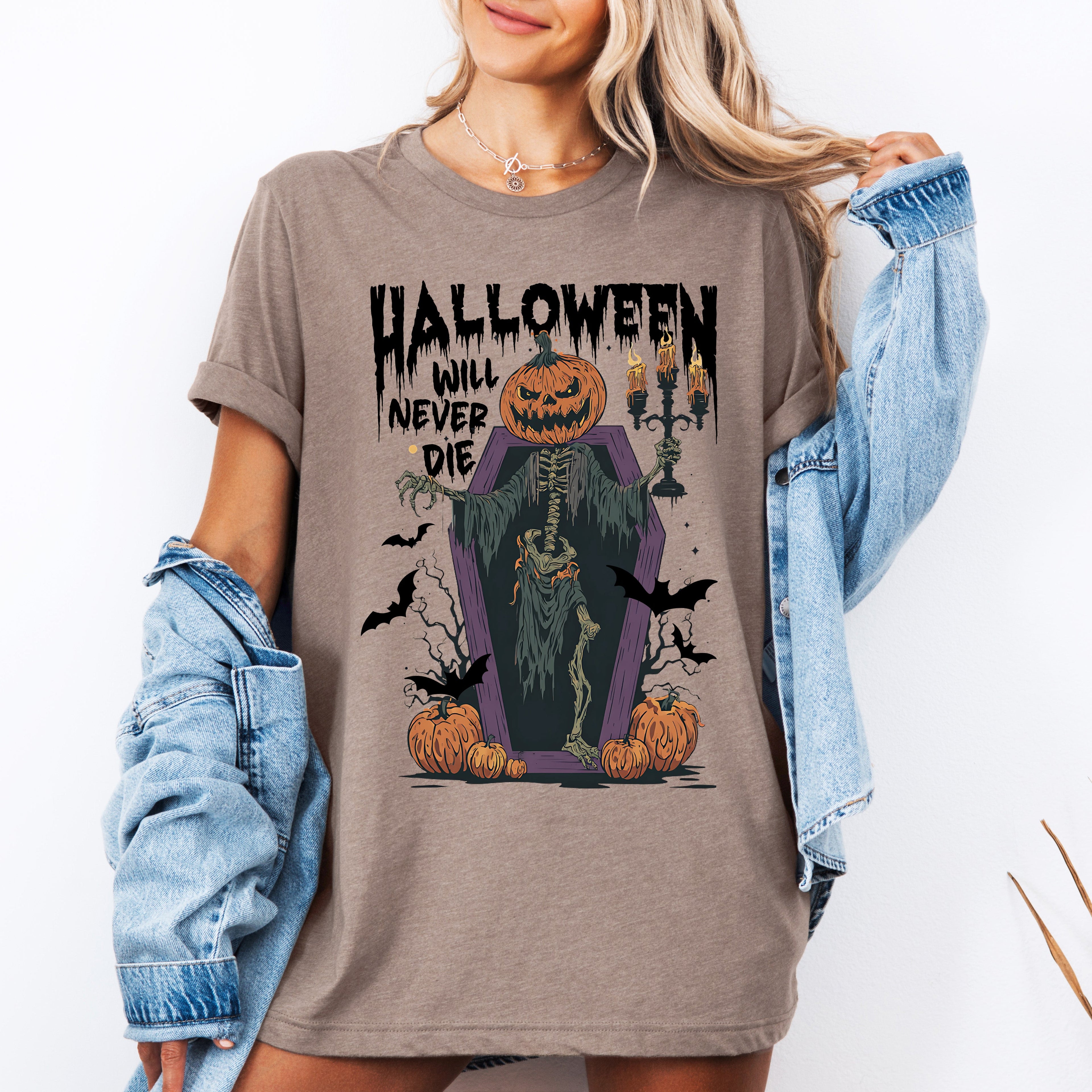 Halloween Will Never Die Spooky Jack-O-Lantern Pumpkin Seasonal Edition Graphic Tee