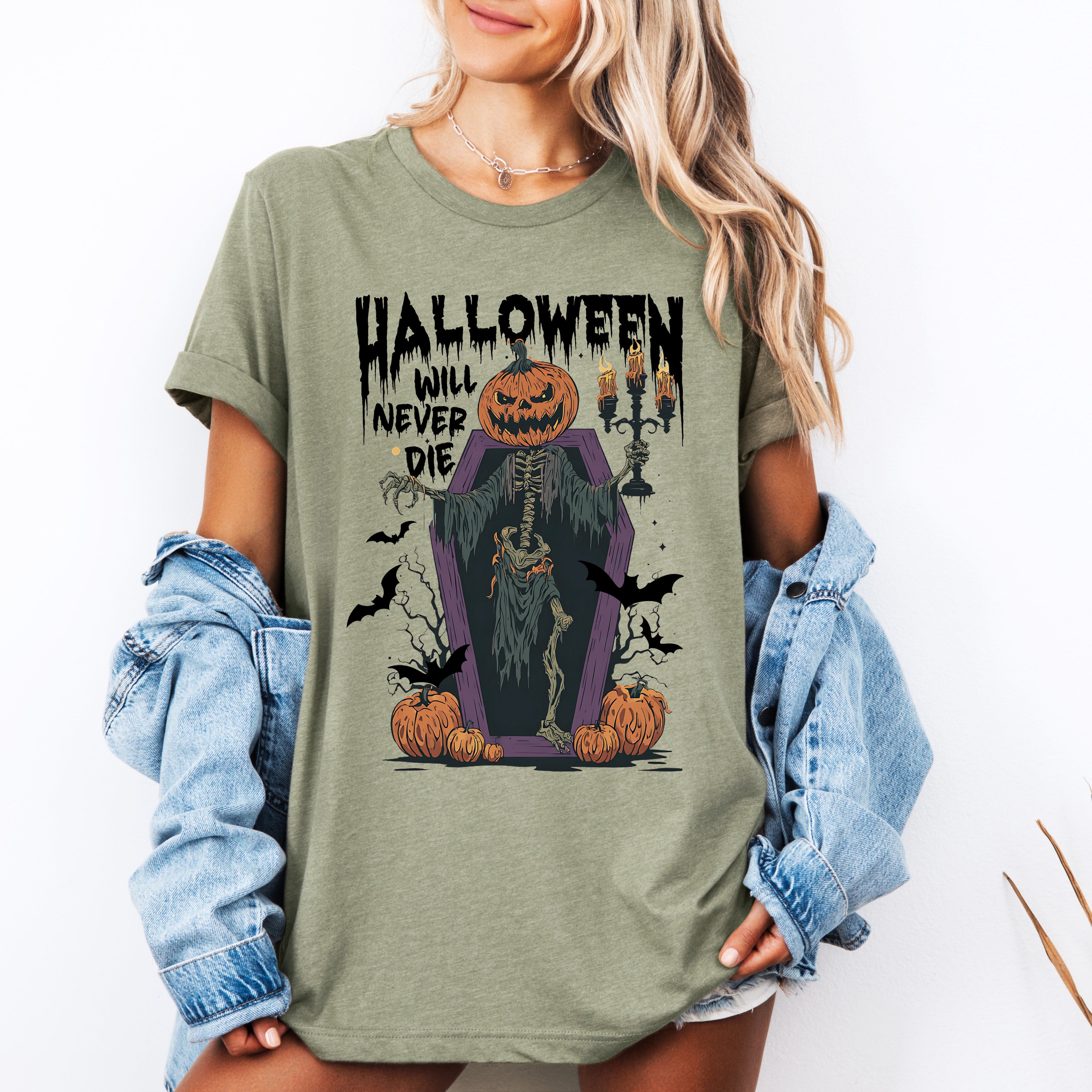 Halloween Will Never Die Spooky Jack-O-Lantern Pumpkin Seasonal Edition Graphic Tee