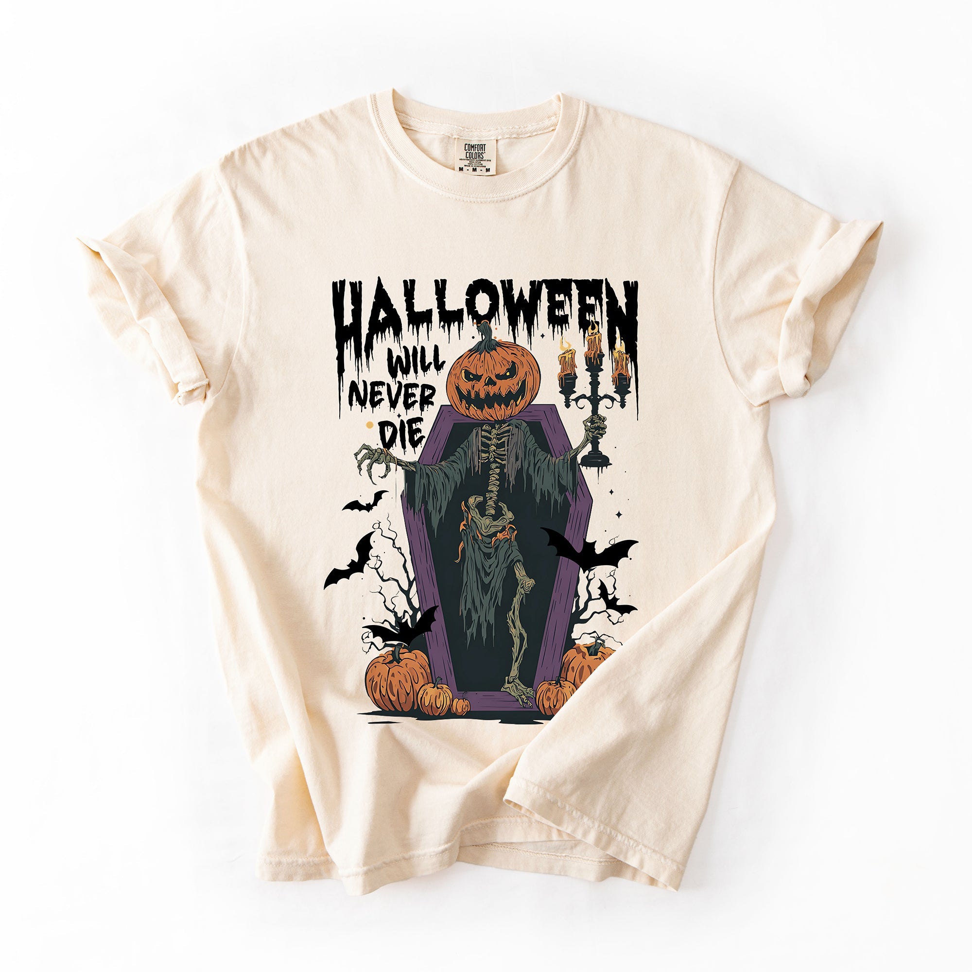 Halloween Will Never Die Spooky Jack-O-Lantern Pumpkin Limited Edition Design Comfort Colors Tee