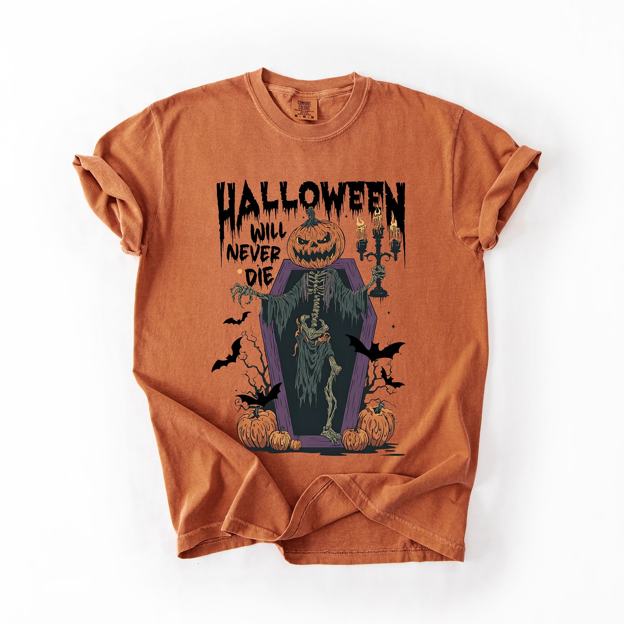 Halloween Will Never Die Spooky Jack-O-Lantern Pumpkin Limited Edition Design Comfort Colors Tee