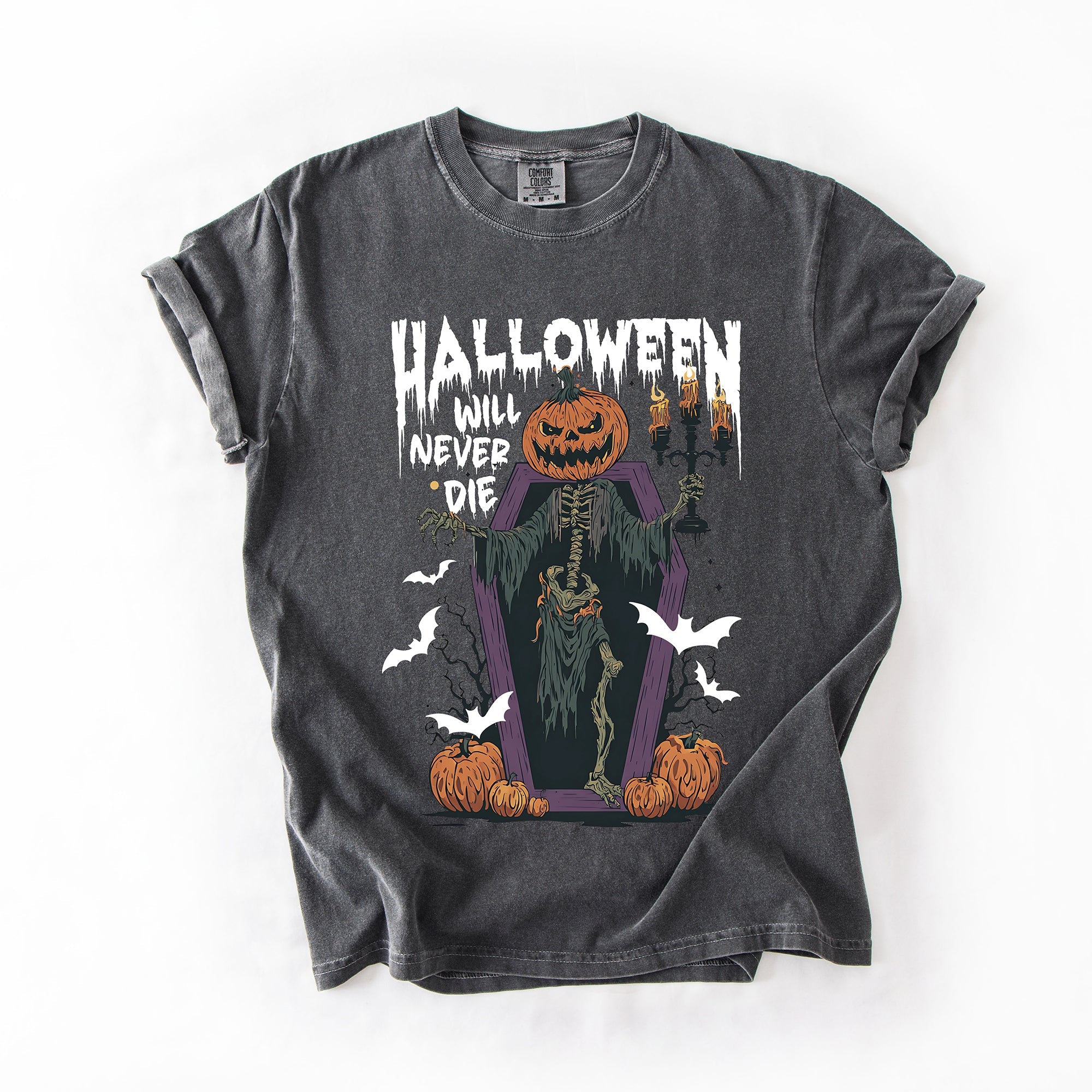 Halloween Will Never Die Spooky Jack-O-Lantern Pumpkin Limited Edition Design Comfort Colors Tee