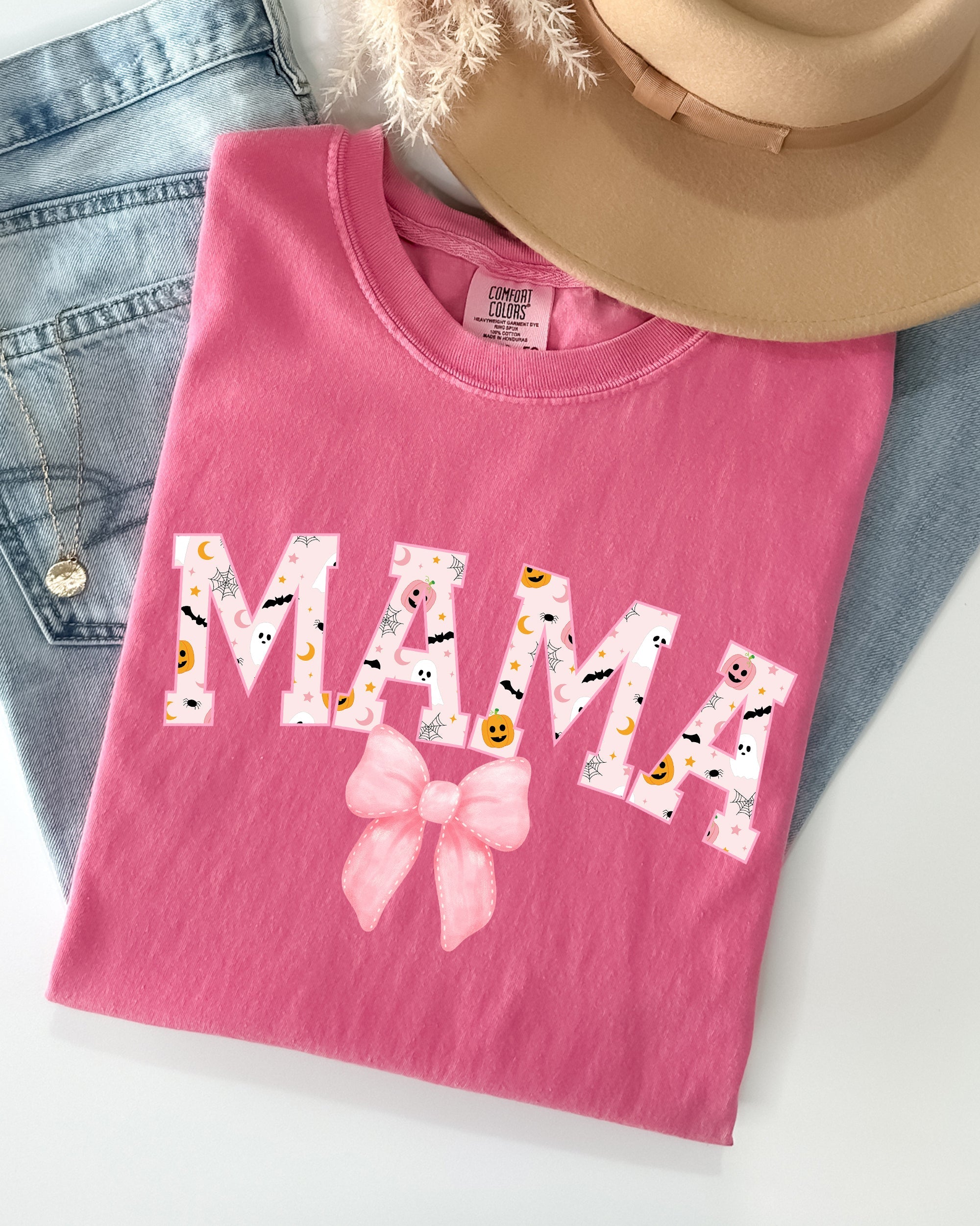 Halloween Mama Coquette Ribbons And Bows Fall Autumn Limited Edition Comfort Colors Tee