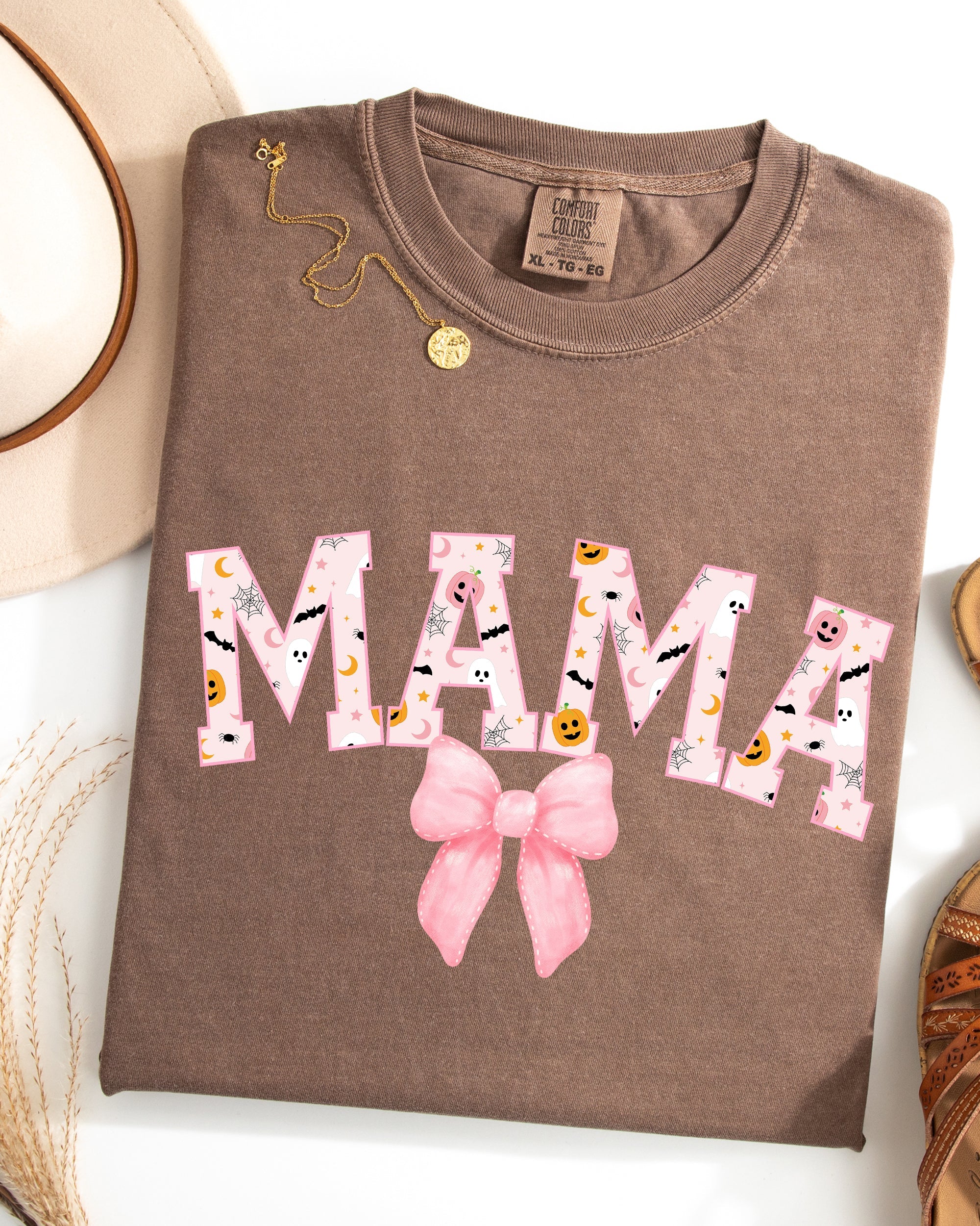 Halloween Mama Coquette Ribbons And Bows Fall Autumn Limited Edition Comfort Colors Tee