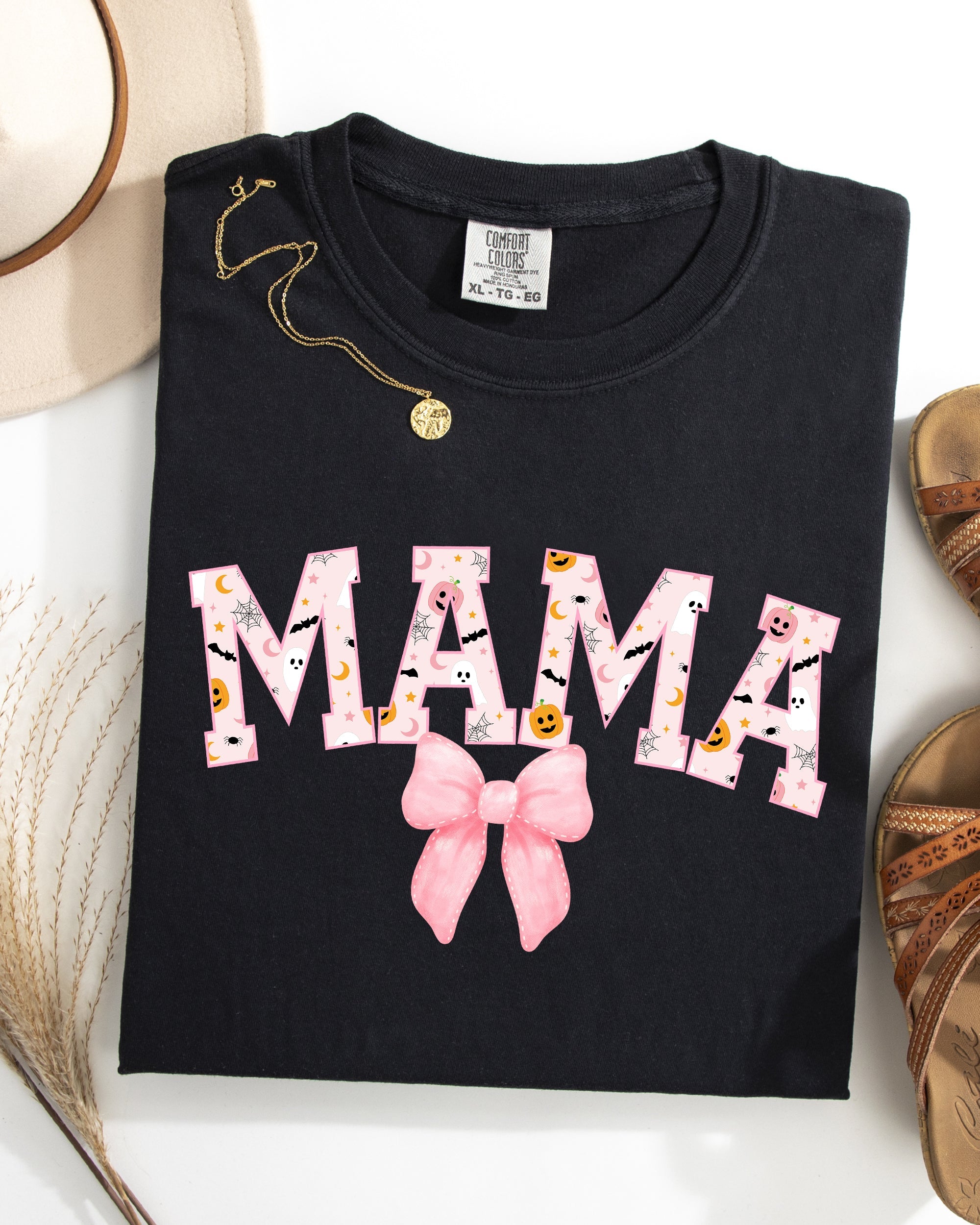 Halloween Mama Coquette Ribbons And Bows Fall Autumn Limited Edition Comfort Colors Tee