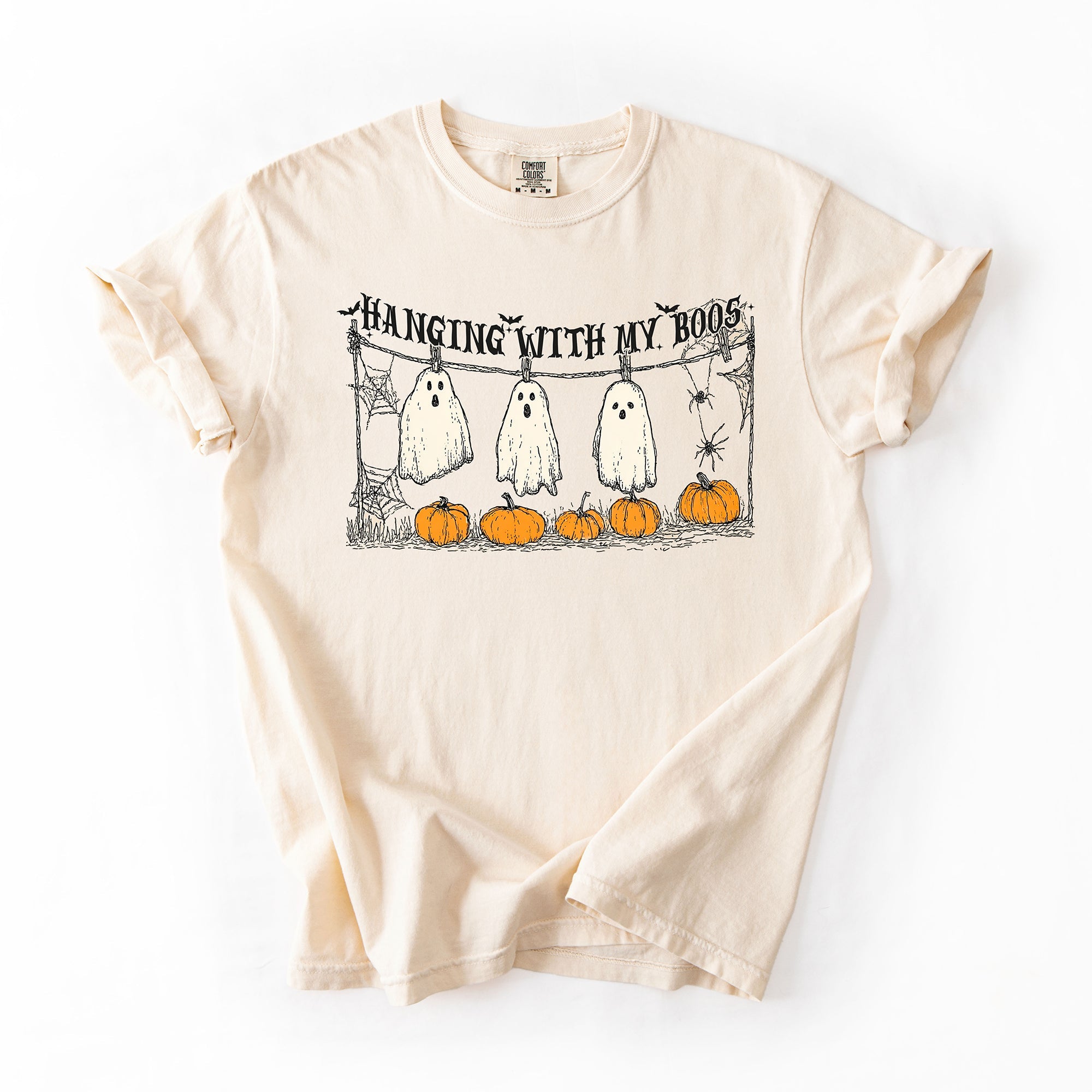 Hanging With My Boos Ghosts Halloween Spirits And Grinning Pumpkins For A Spooky Fun Night Comfort Colors Tee